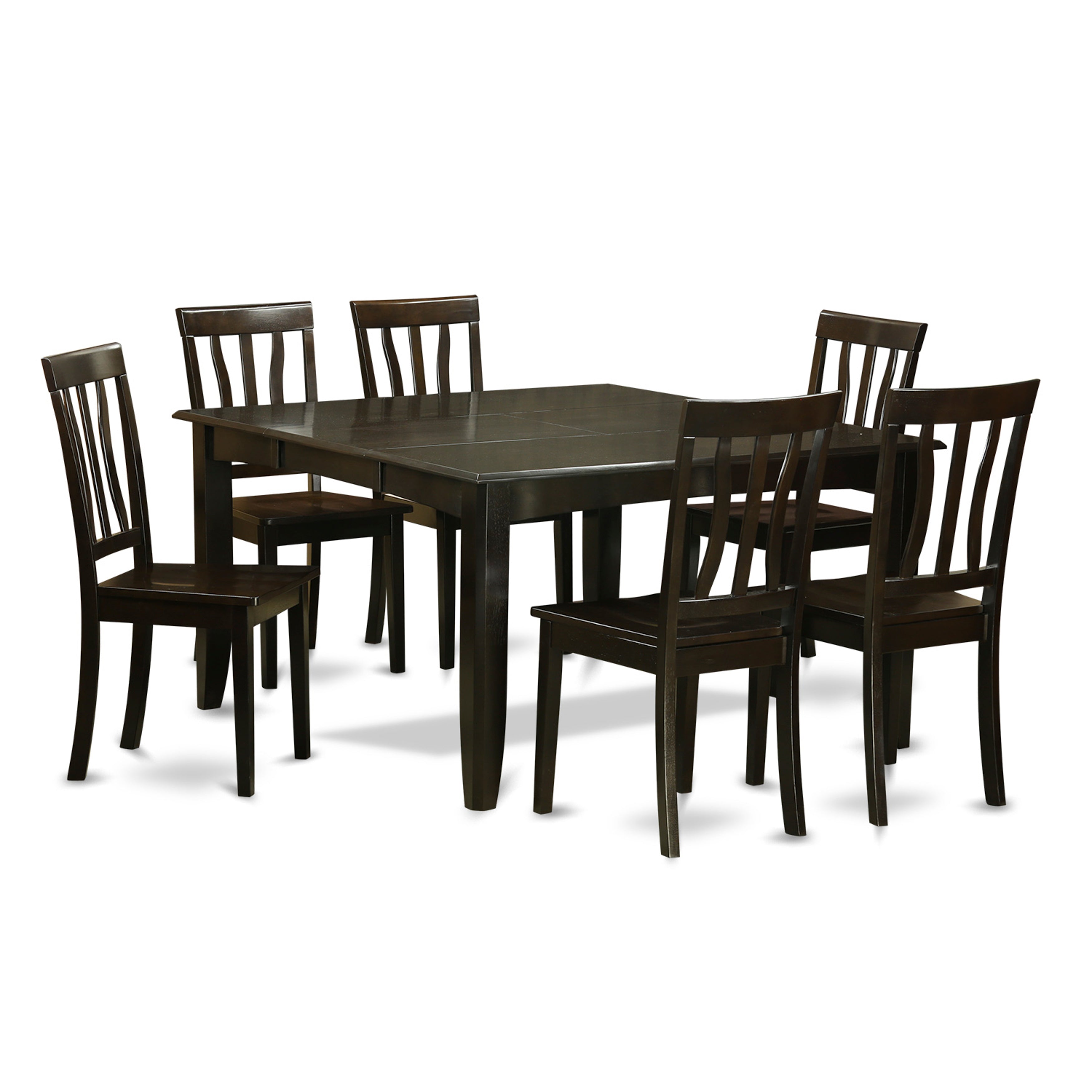 PFAN7-CAP-W 7 Pc Dining room set-Dinette Table with Leaf and 6 Dinette Chairs.