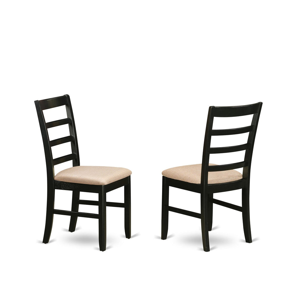 Juego de mesa de comedor East West Furniture AVPF7-BCH-C de 7 piezas compuesto por una mesa de comedor ovalada con hojas de mariposa y 6 sillas tapizadas en tela de lino.