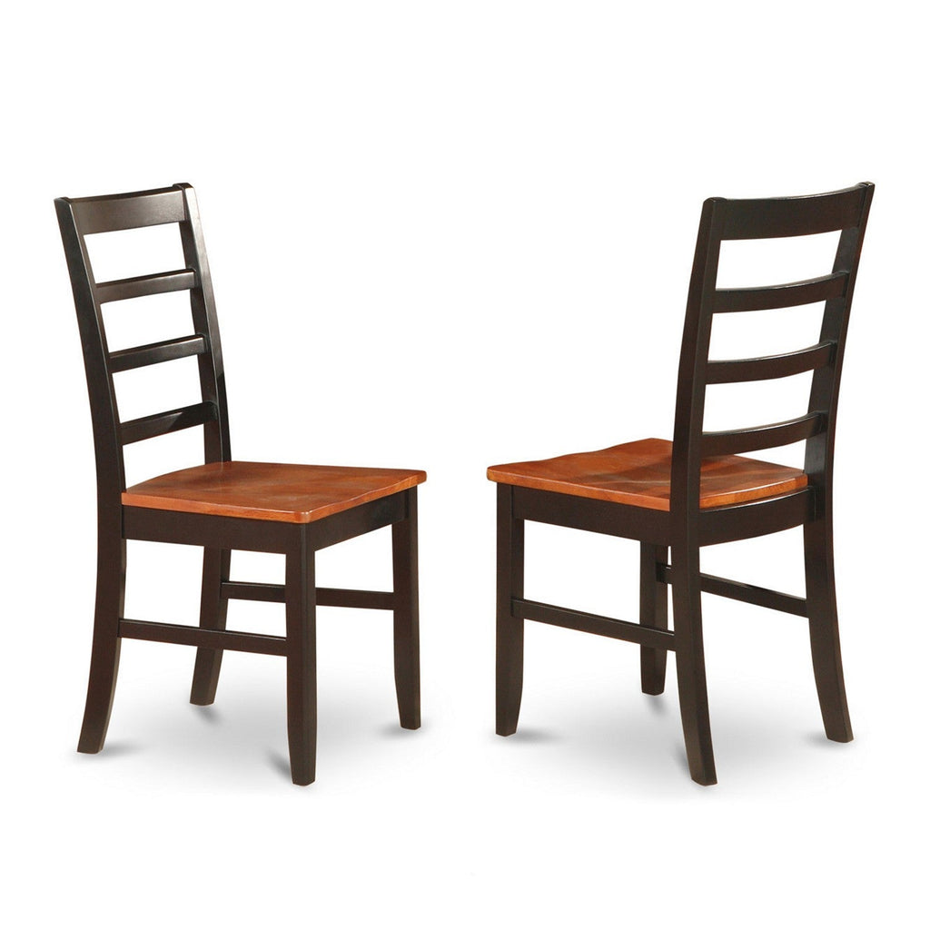 East West Furniture HLPF3-BCH-W 3 Piece Dining Table Set for Small Spaces Contains a Round Dining Room Table with Pedestal and 2 Wood Seat Chairs, 42x42 Inch, Black & Cherry