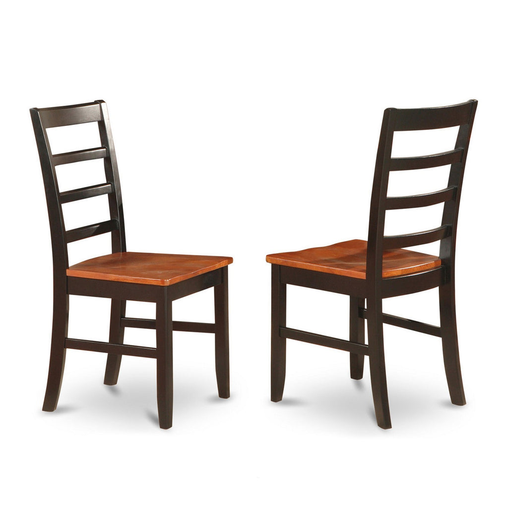 East West Furniture PFC-BLK-W Parfait Dining Chairs - Ladder Back Wooden Seat Chairs, Set of 2, Black & Cherry