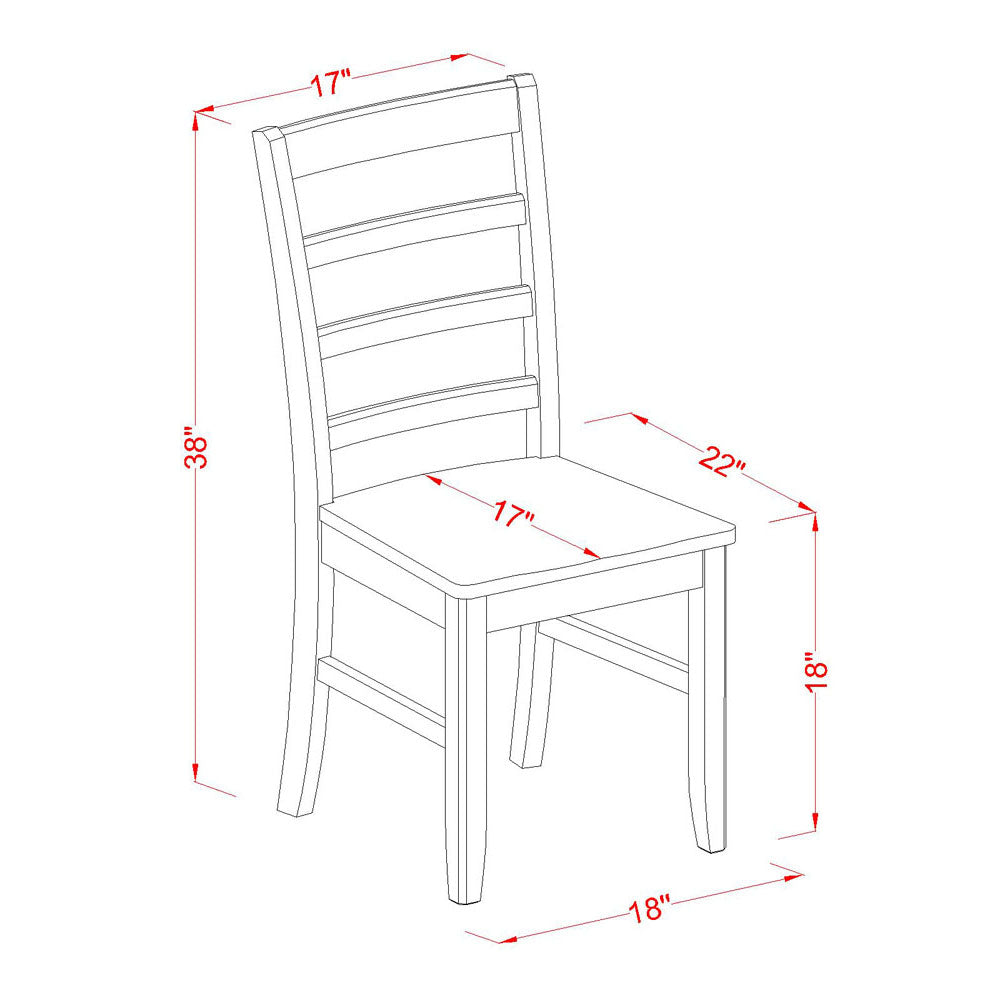 East West Furniture PFC-CAP-W Parfait Dinette Chairs - Ladder Back Solid Wood Seat Dining Chairs, Set of 2, Cappuccino