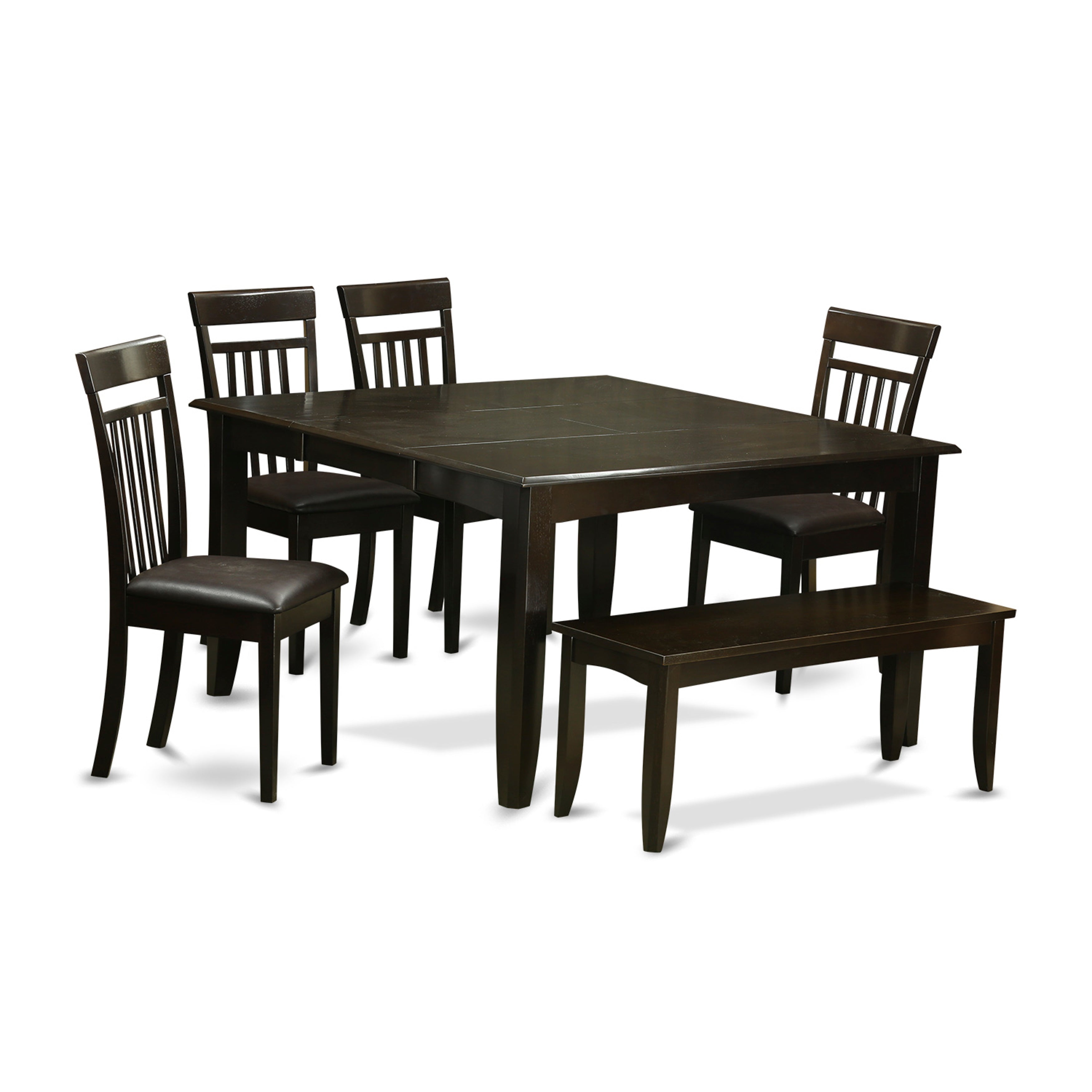 PFCA6-CAP-LC 6 PC Dining room set with bench-Dinette Table with Leaf and 4 Dining Chairs Plus Bench.