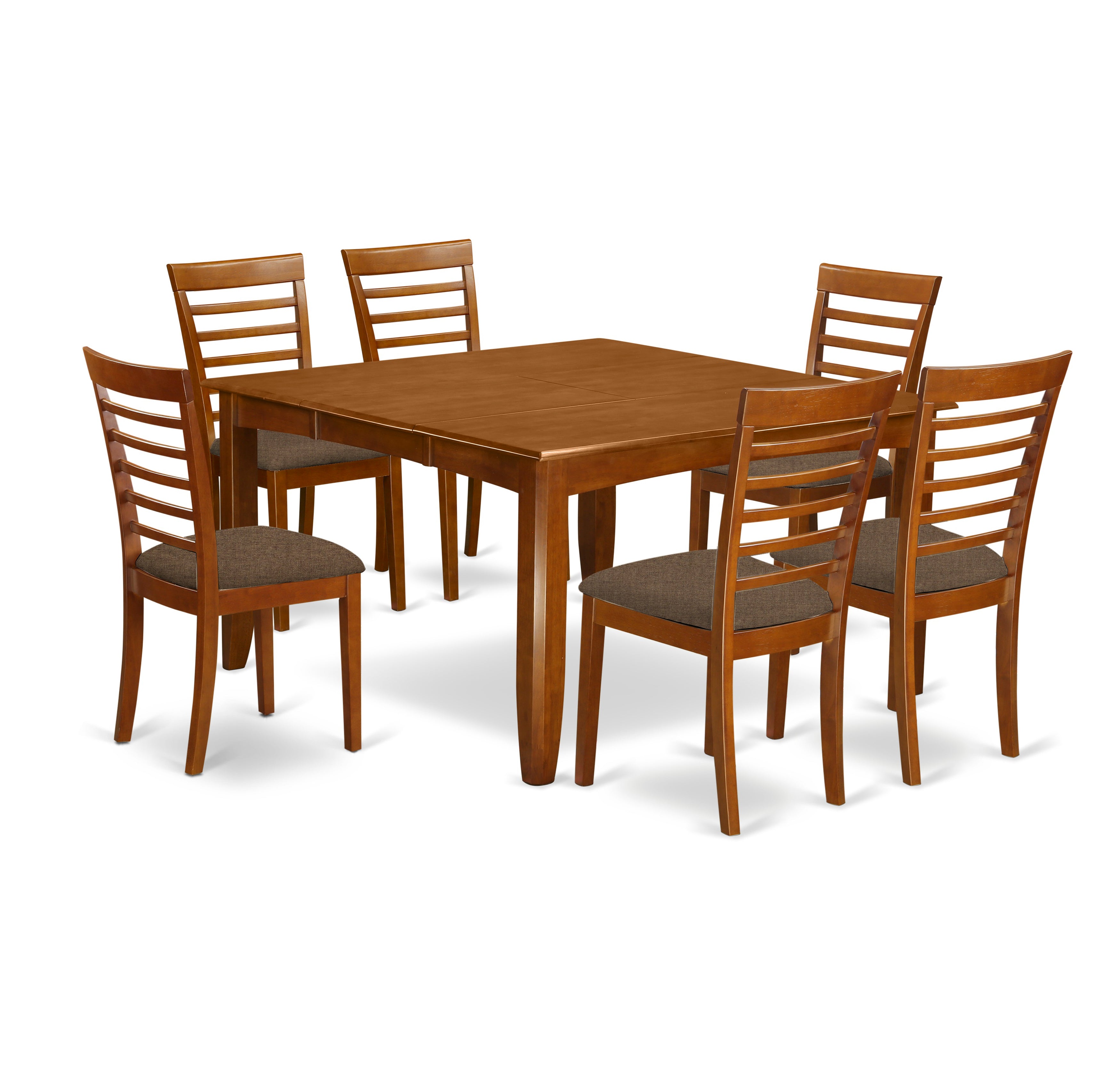 PFML7-SBR-C 7 PC Dining room set-Table with Leaf and 6 Dinette Chairs
