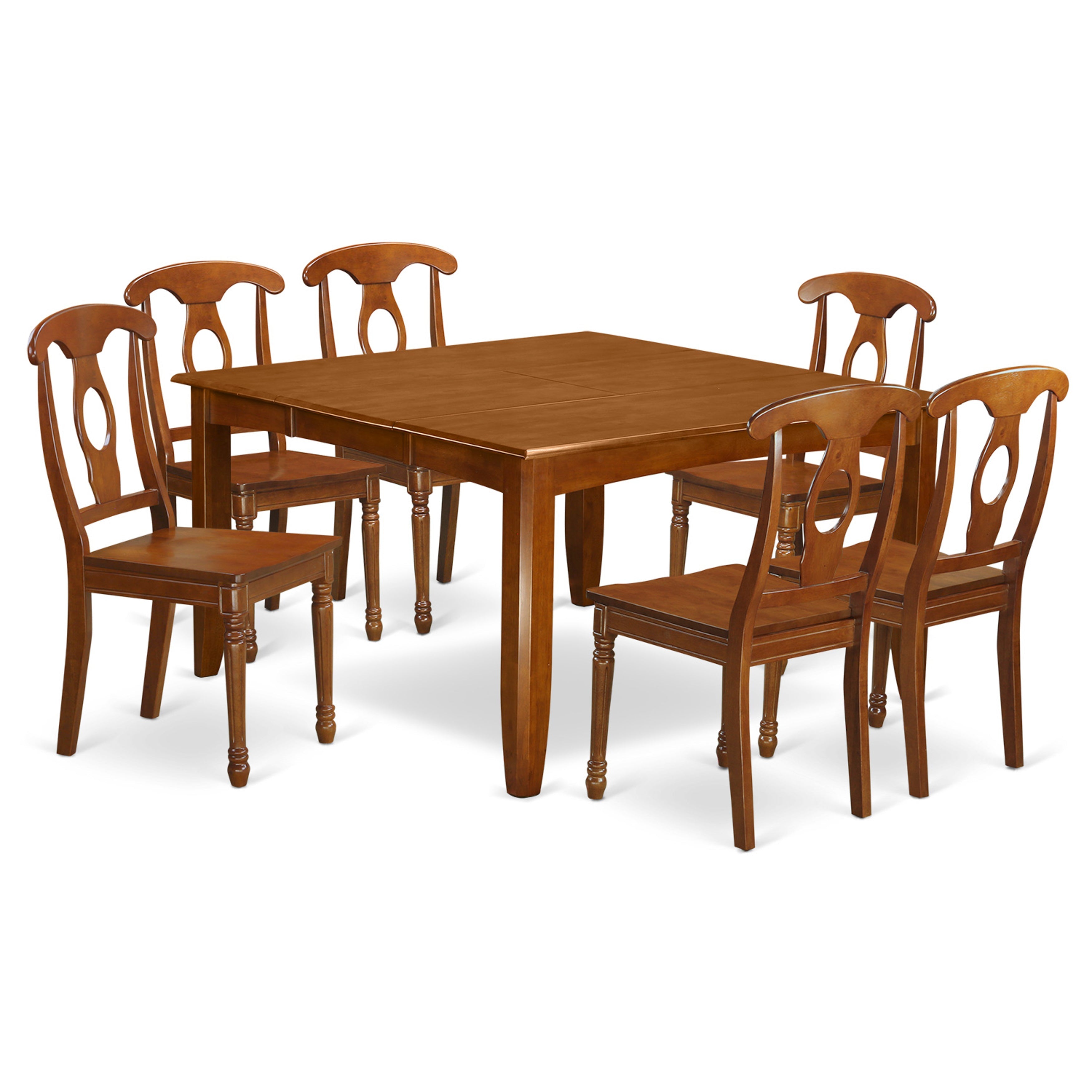PFNA7-SBR-W 7 PC Dining room set-Dinette Table with Leaf and 6 Kitchen Chairs.