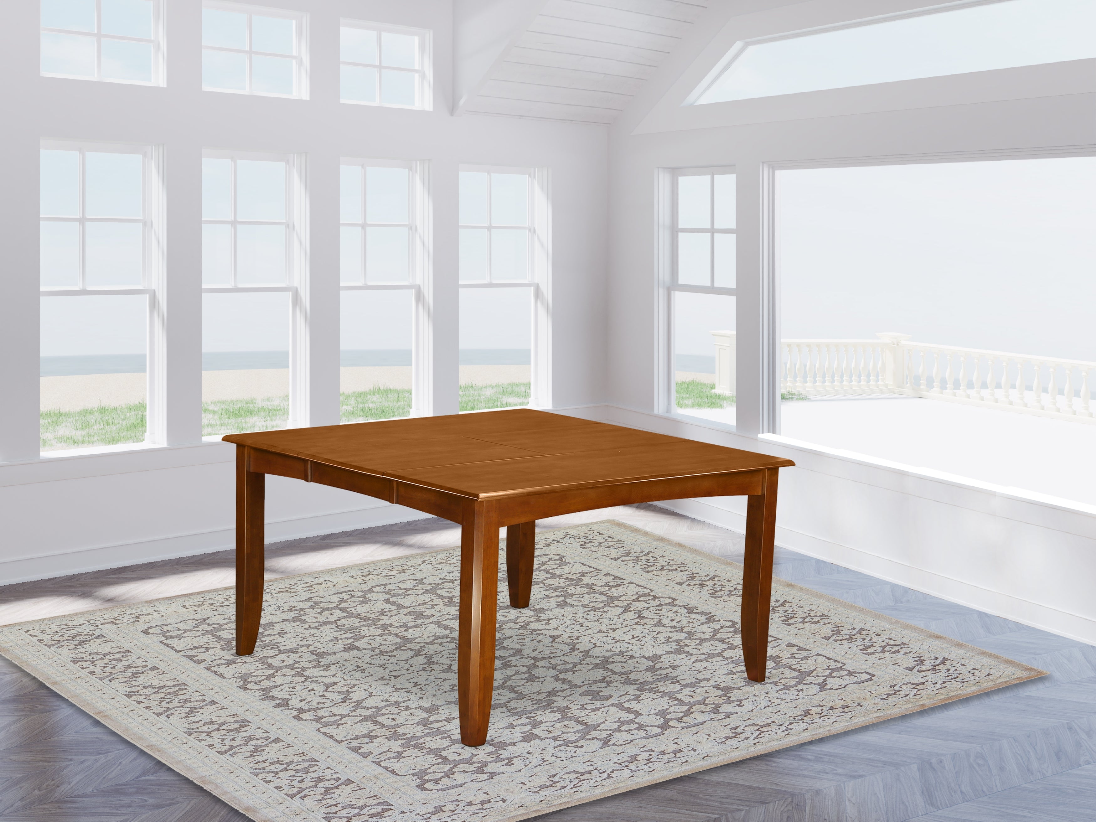 East West Furniture Dining PFT-SBR-TL Modern Kitchen Table Square Tabletop and 54 x 54 x 30-Saddle Brown Finish