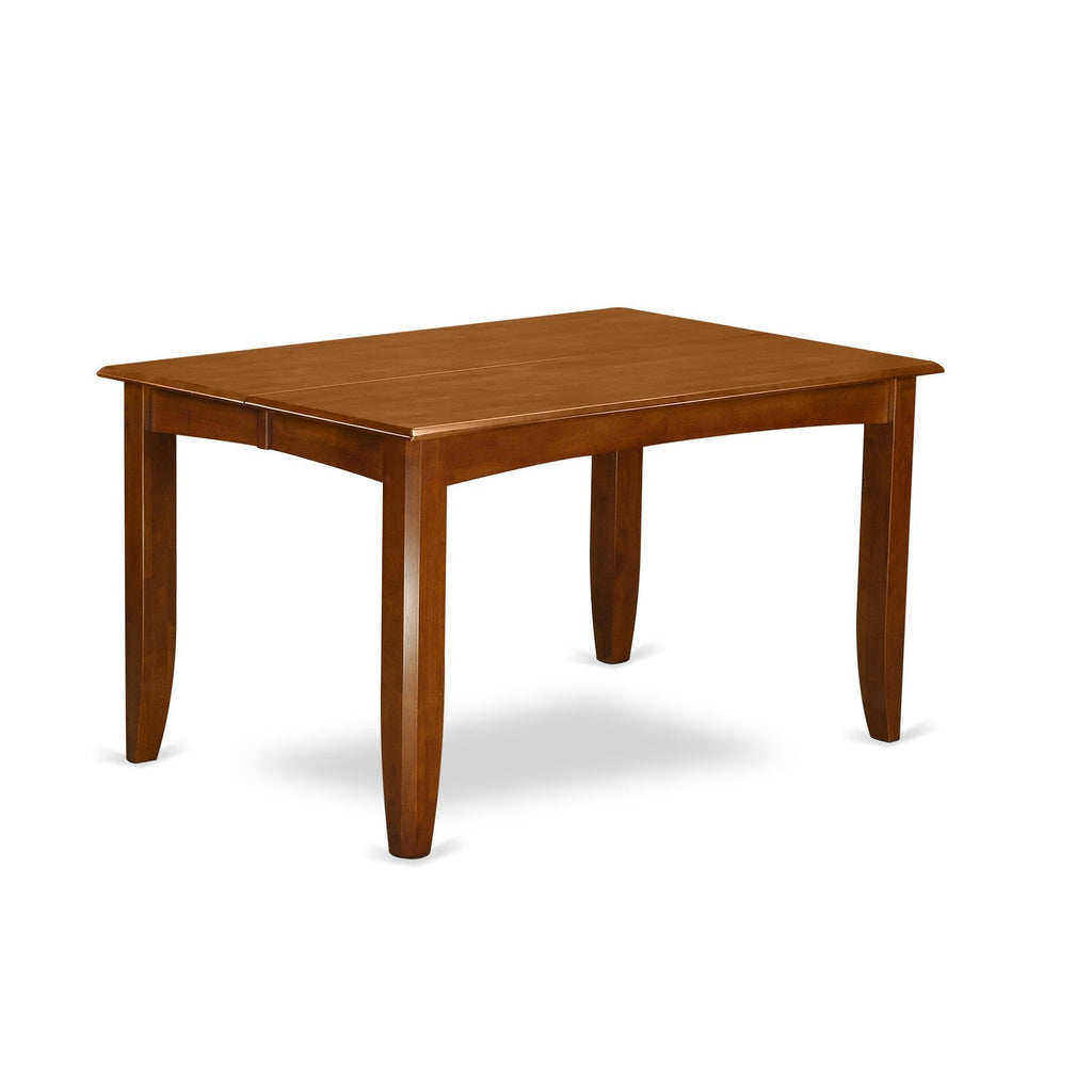 East West Furniture PFAV5-SBR-W 5 Piece Kitchen Table & Chairs Set Includes a Square Dining Room Table with Butterfly Leaf and 4 Solid Wood Seat Chairs