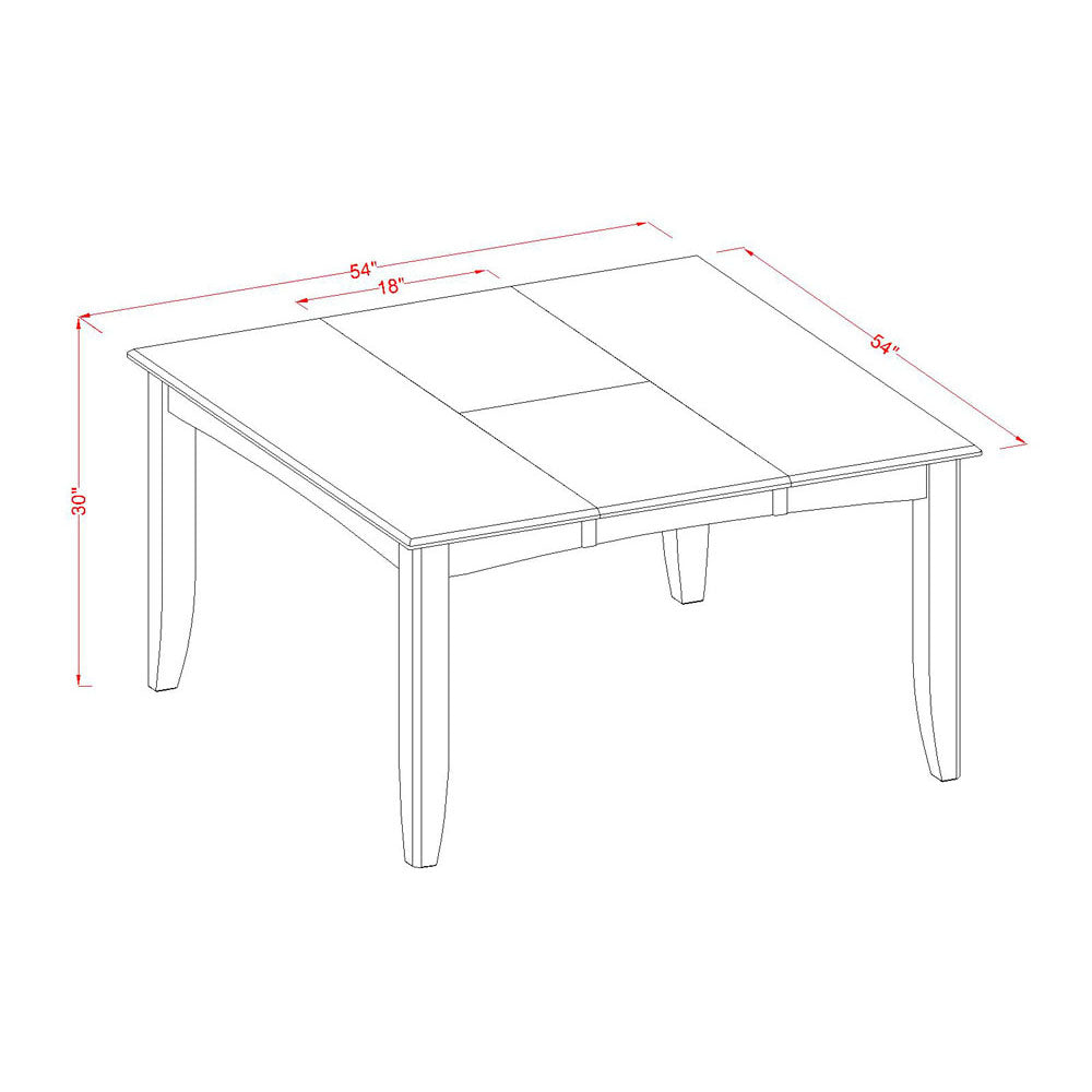 Juego de mesa de comedor de 5 piezas East West Furniture PFML5-SBR-W para 4 personas. Incluye una mesa de cocina cuadrada con diseño de hojas de mariposa y 4 sillas de comedor.