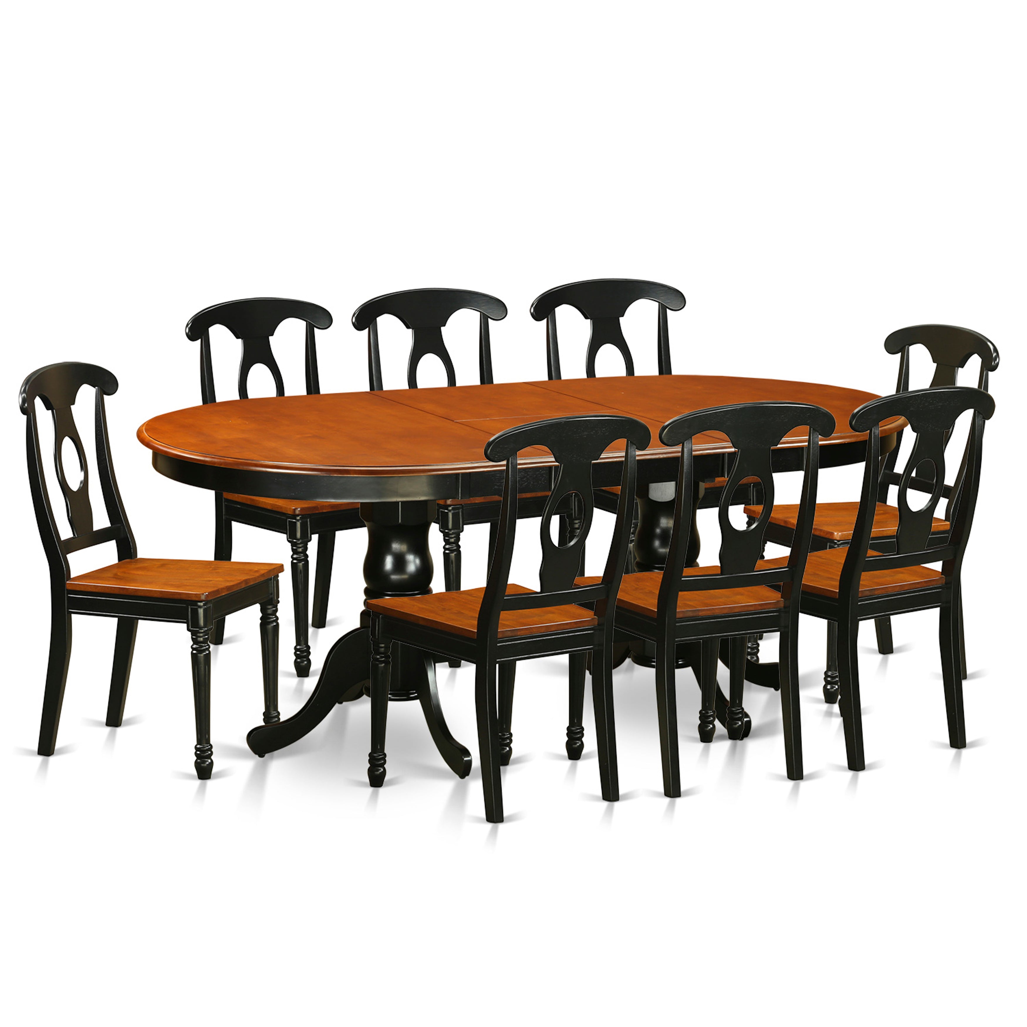 PLKE9-BCH-W 9 PC Dining room set-Dining Table with 8 Wood Dining Chairs