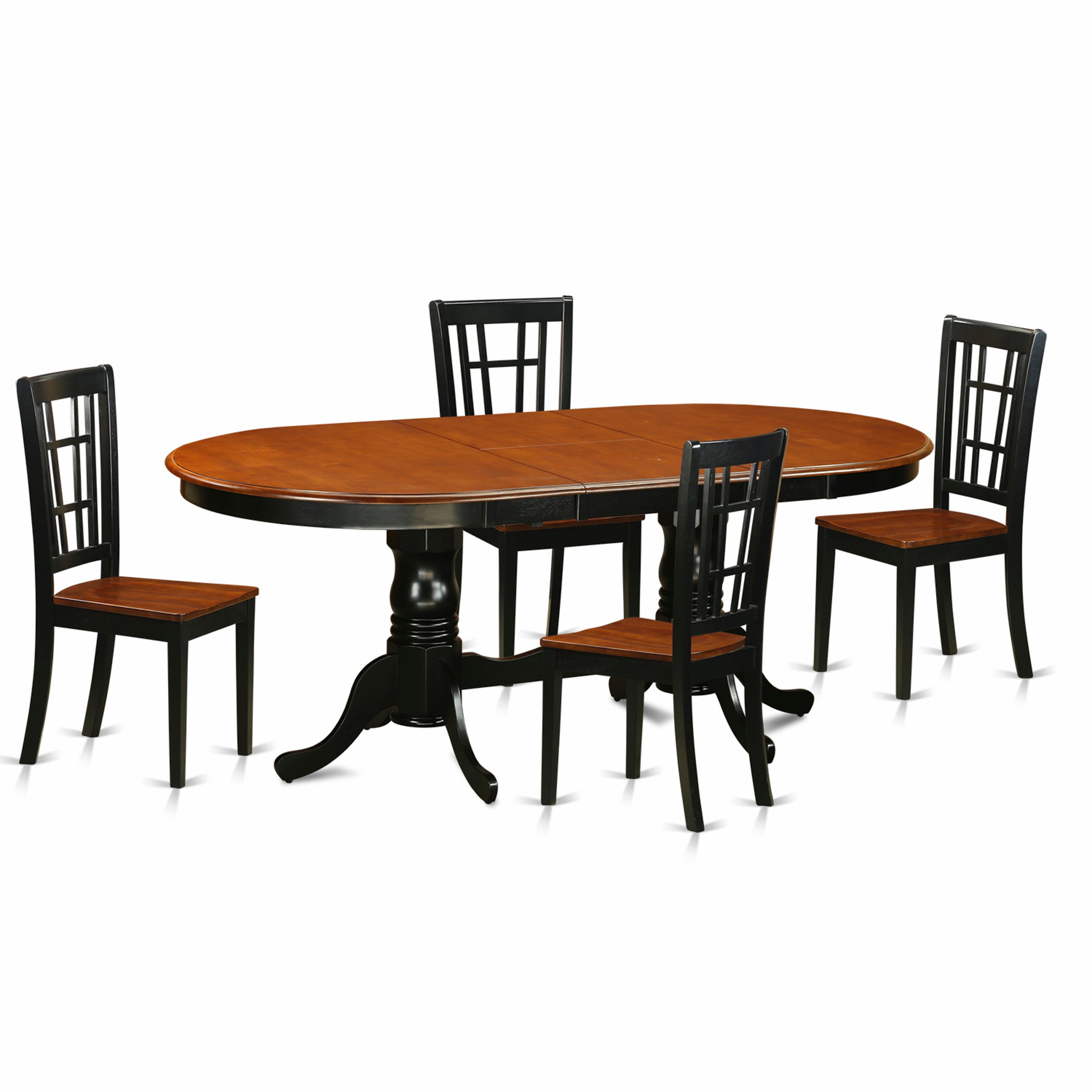 PLNI5-BCH-W 5 PC Dining room set-Dining Table with 6 Wood Dining Chairs