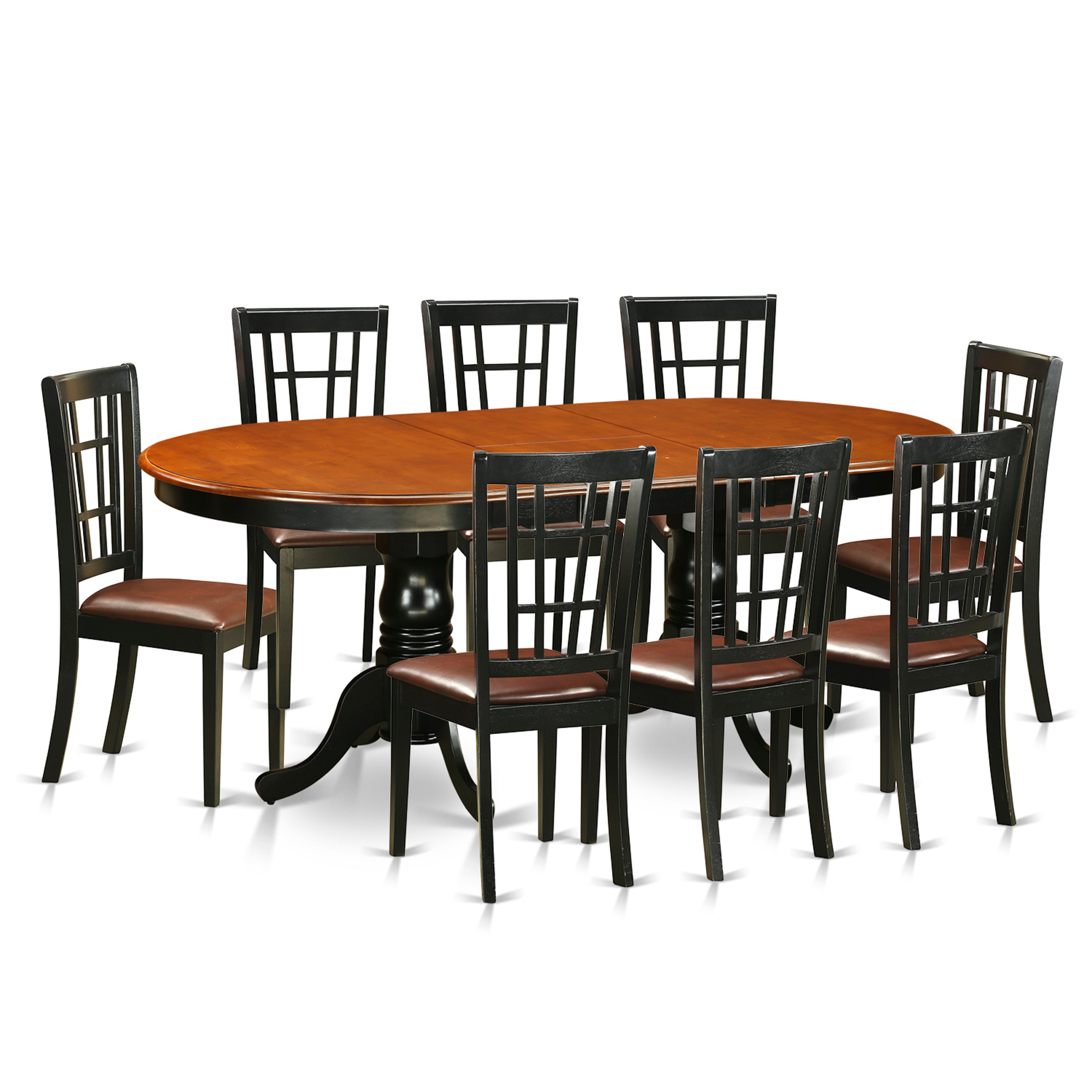 PLNI9-BCH-LC 9 PC Dining room set-Dining Table with 8 Wood Dining Chairs