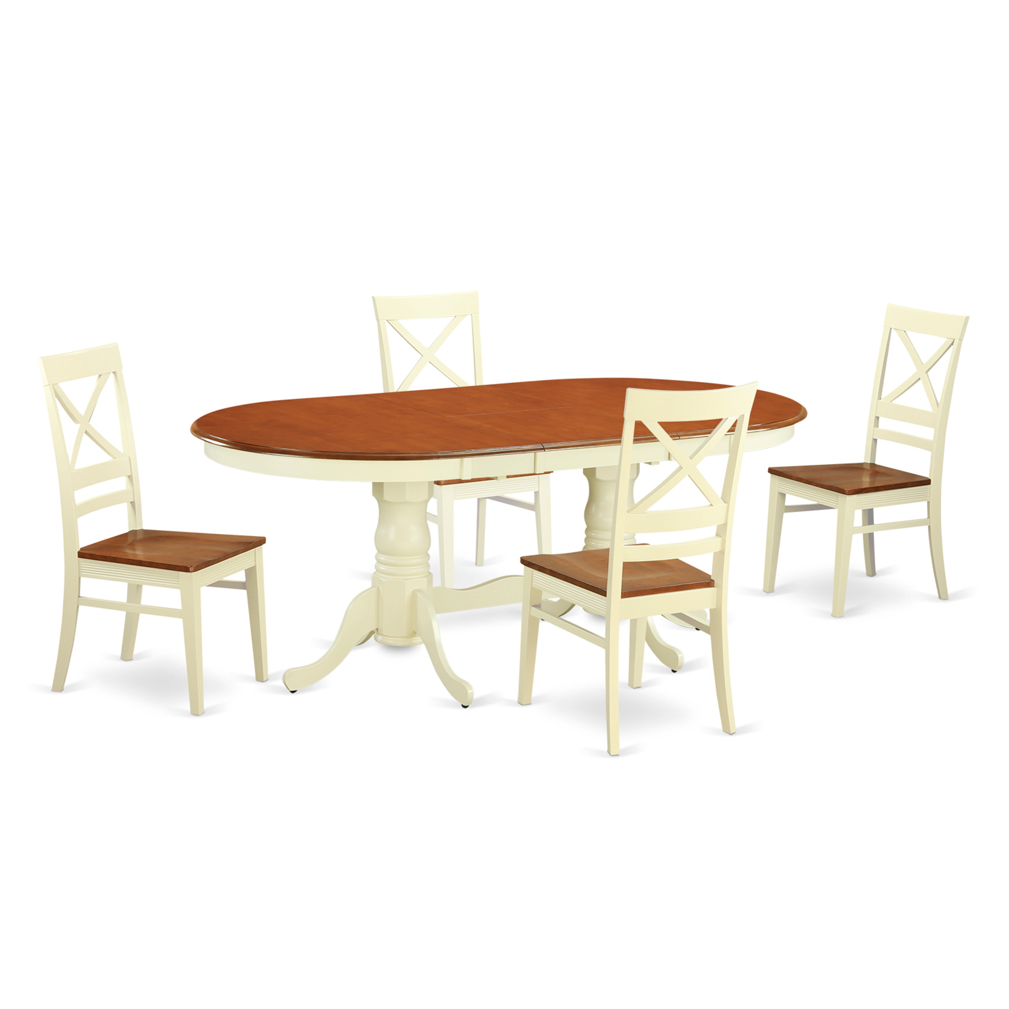 PLQU5-WHI-W 5 PcTable and Chairs set for 4-Dinette Table and 4 Kitchen Dining Chairs