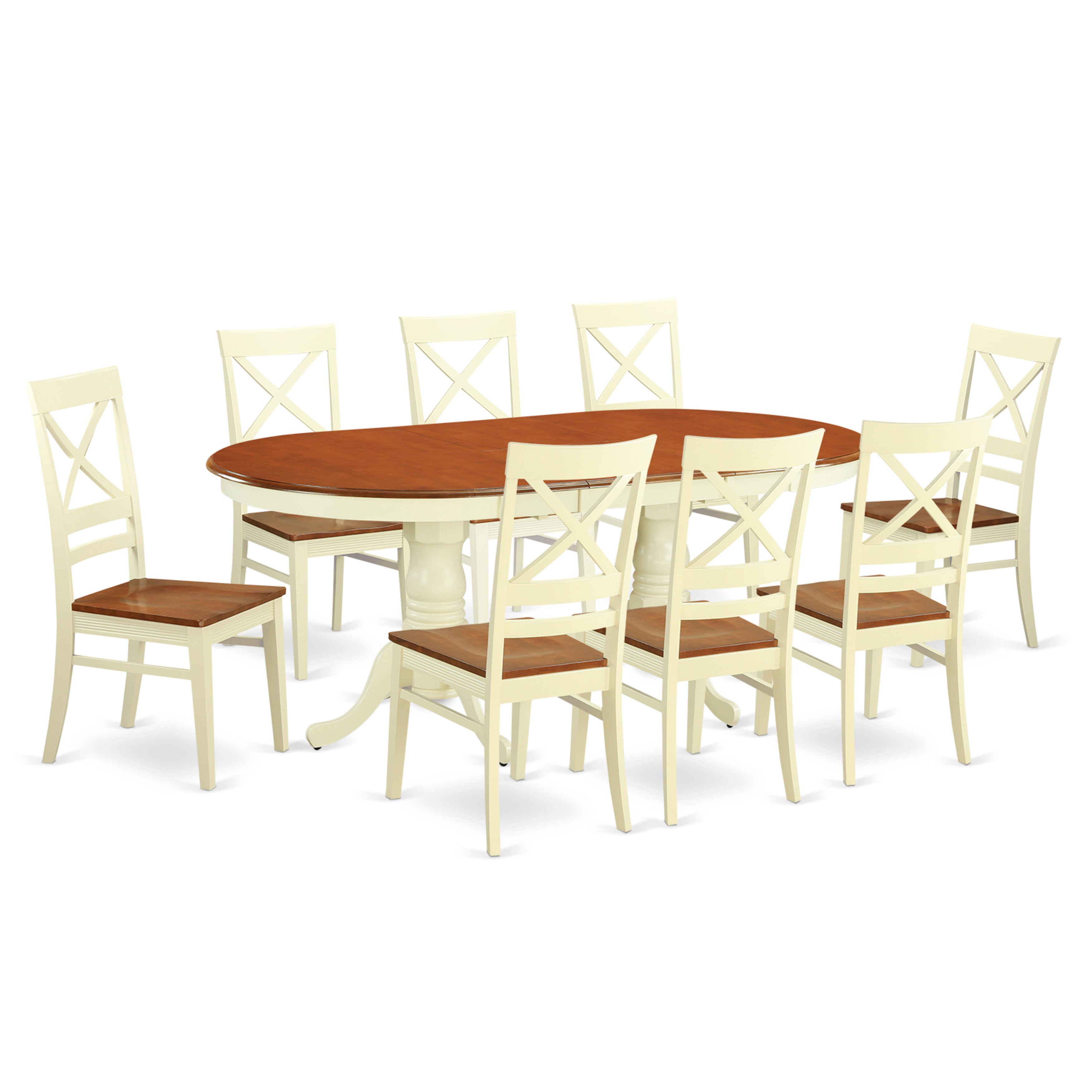 PLQU9-WHI-W 9 Pc Dining room set for 8- Kitchen dinette Table and 8 Dining Chairs