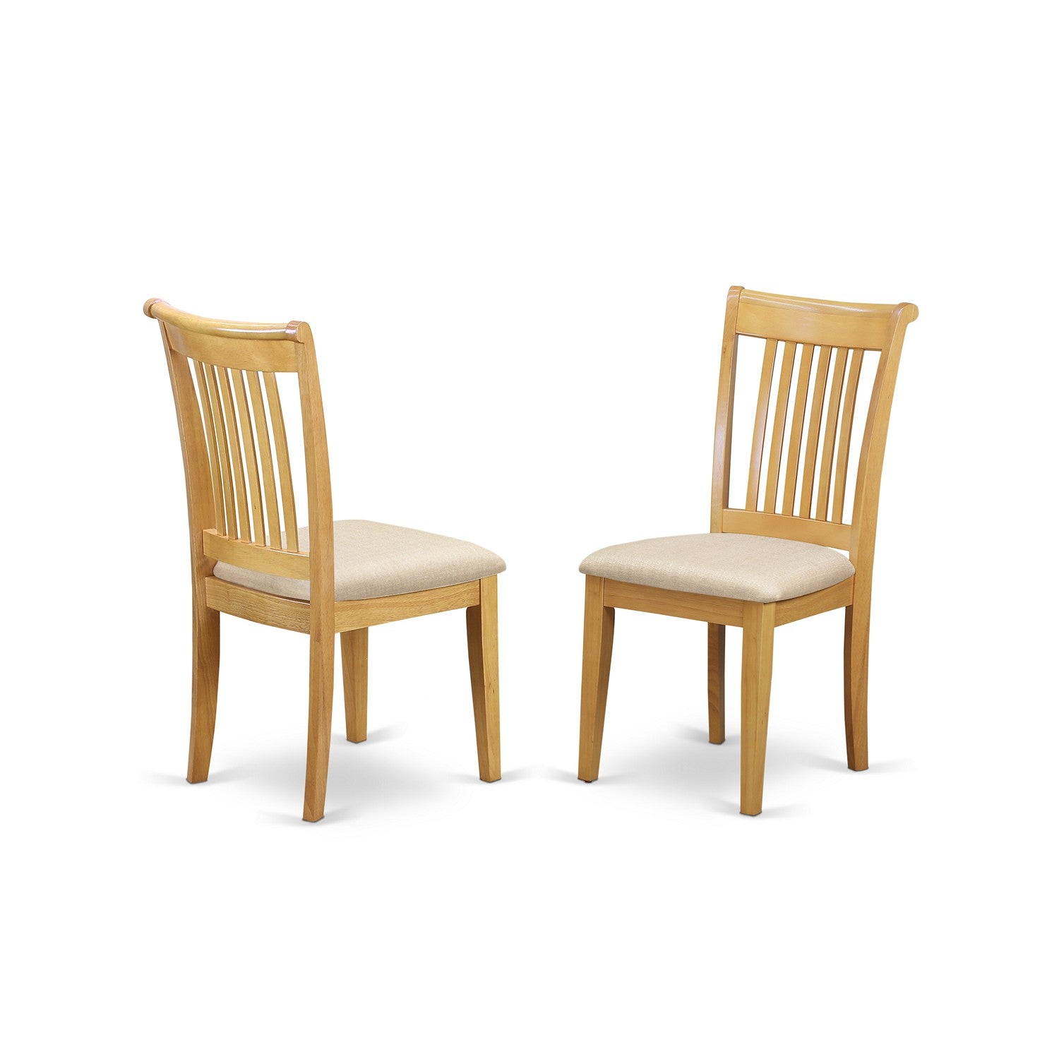 Juego de comedor de 3 piezas East West Furniture AMPO3-OAK-C. Incluye una mesa de comedor redonda con pedestal y 2 sillas tapizadas en tela de lino.
