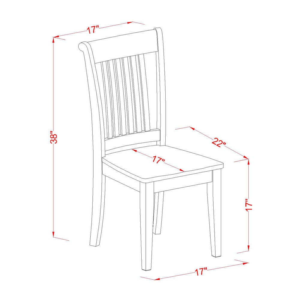 Juego de mesa de comedor moderna de 7 piezas CAPO7-OAK-W de East West Furniture. Consta de una mesa rectangular de madera y 6 sillas de comedor de cocina.