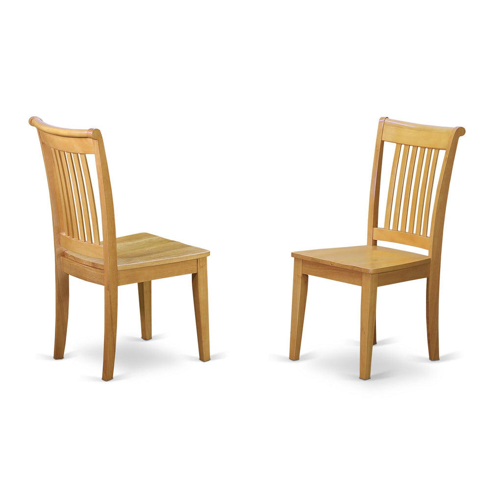 East West Furniture AMPO3-OAK-W 3 Piece Dining Room Furniture Set Contains a Round Dining Table with Pedestal and 2 Wood Seat Chairs