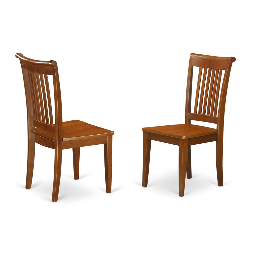 East West Furniture POC-SBR-W Portland Dining Room Chairs - Slat Back Wood Seat Chairs