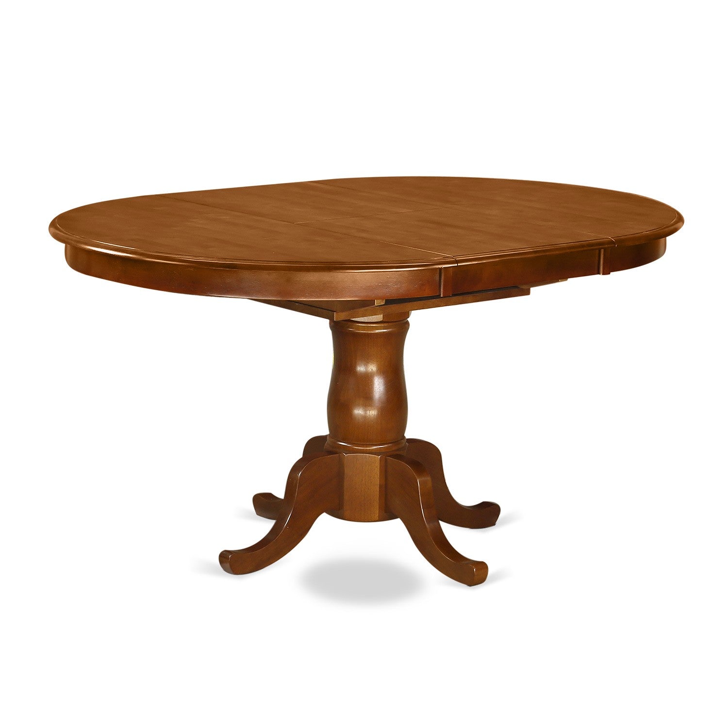 Juego de mesa de comedor de 7 piezas PORT7-SBR-C de East West Furniture. Consta de una mesa de comedor ovalada con hojas de mariposa y 6 sillas tapizadas en tela de lino.