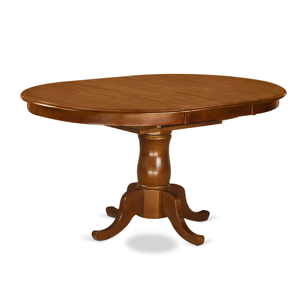 East West Furniture POT-SBR-TP Portland Modern Dining Table - an Oval Kitchen Table Top with Butterfly Leaf & Pedestal Base, 42x60 Inch, Saddle Brown