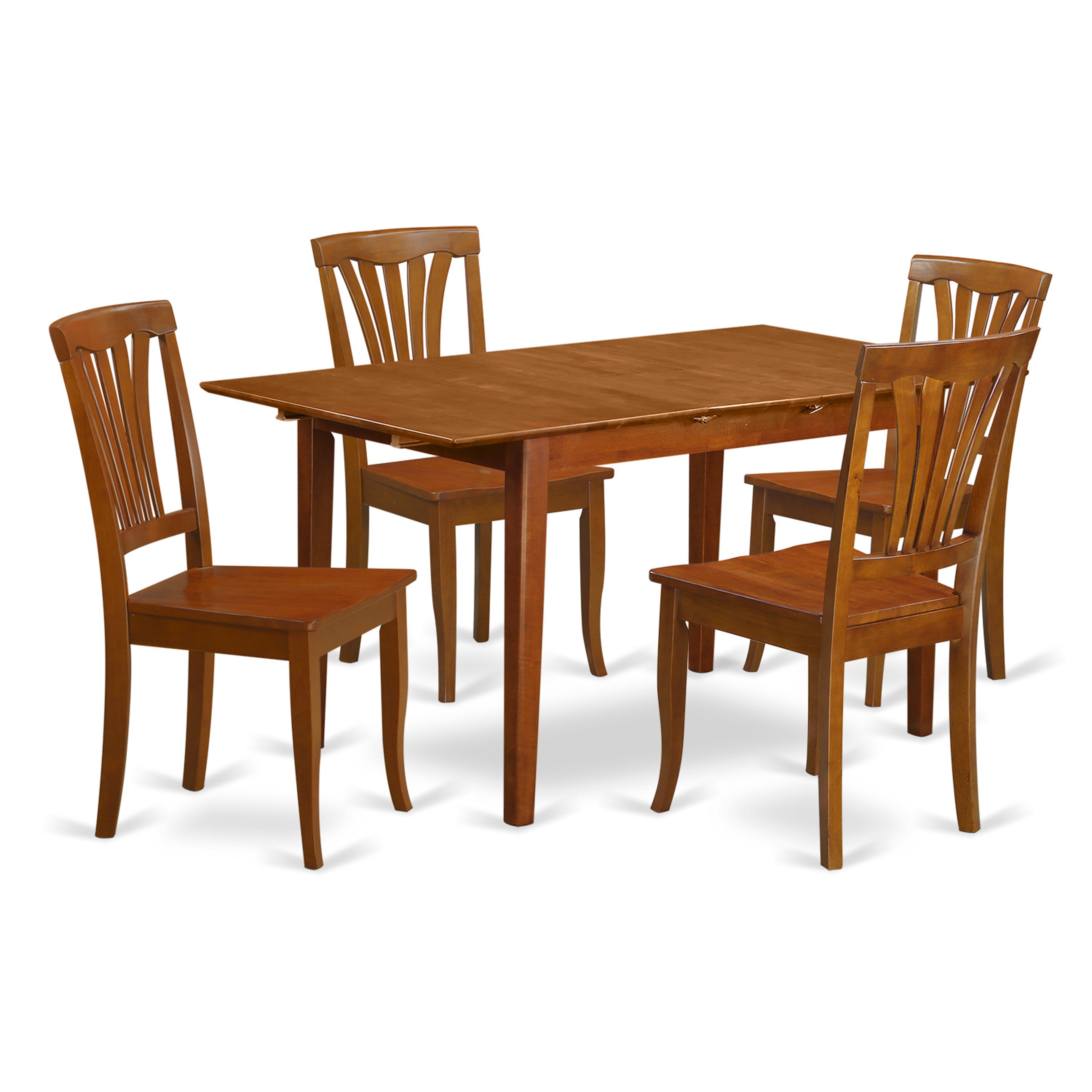 PSAV5-SBR-W 5 Pc dinette set for small spaces with Leaf and 4 Kitchen Dining Chairs