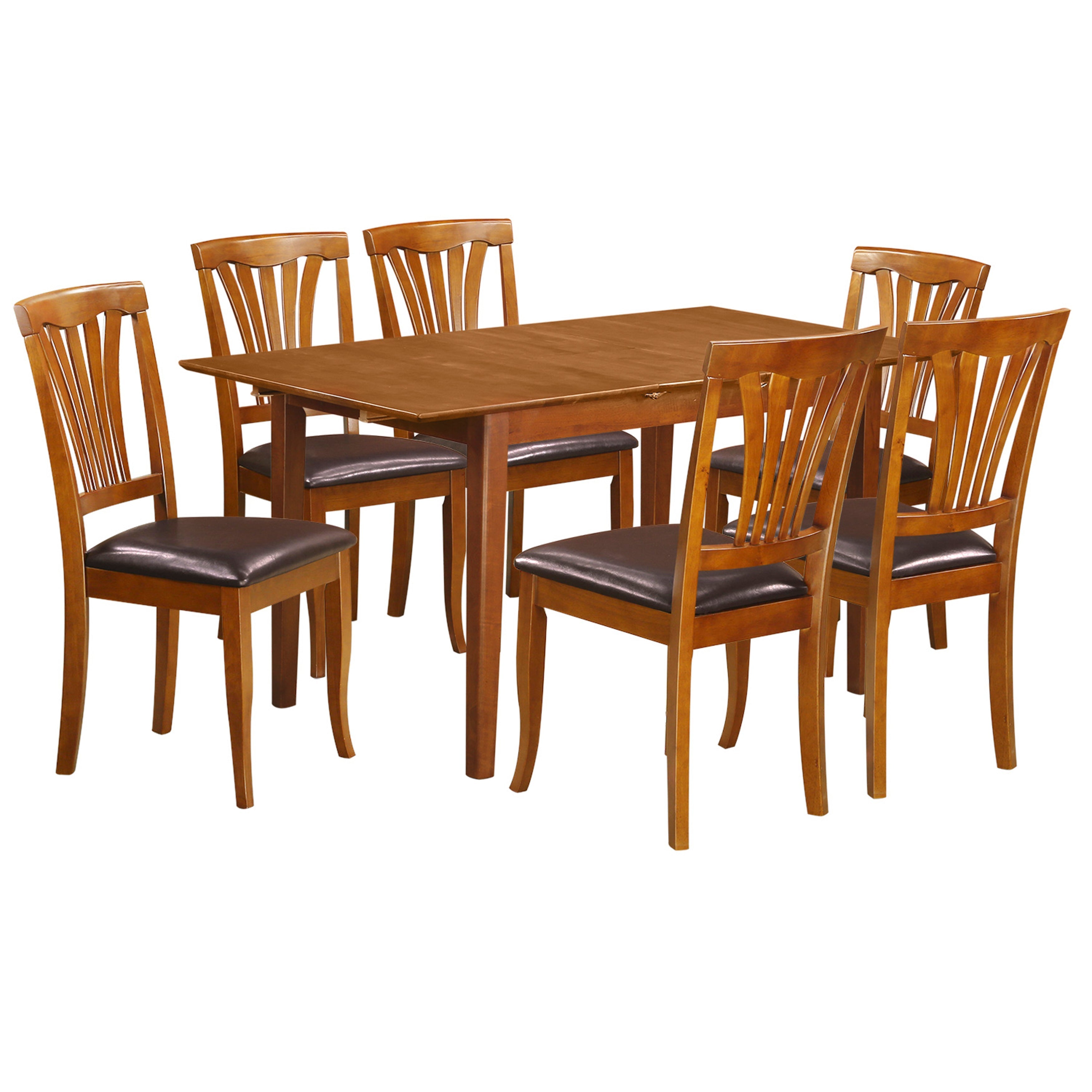 PSAV7-SBR-LC 7 PC Small dinette Table that has Leaf with 6 Dining Table Chairs