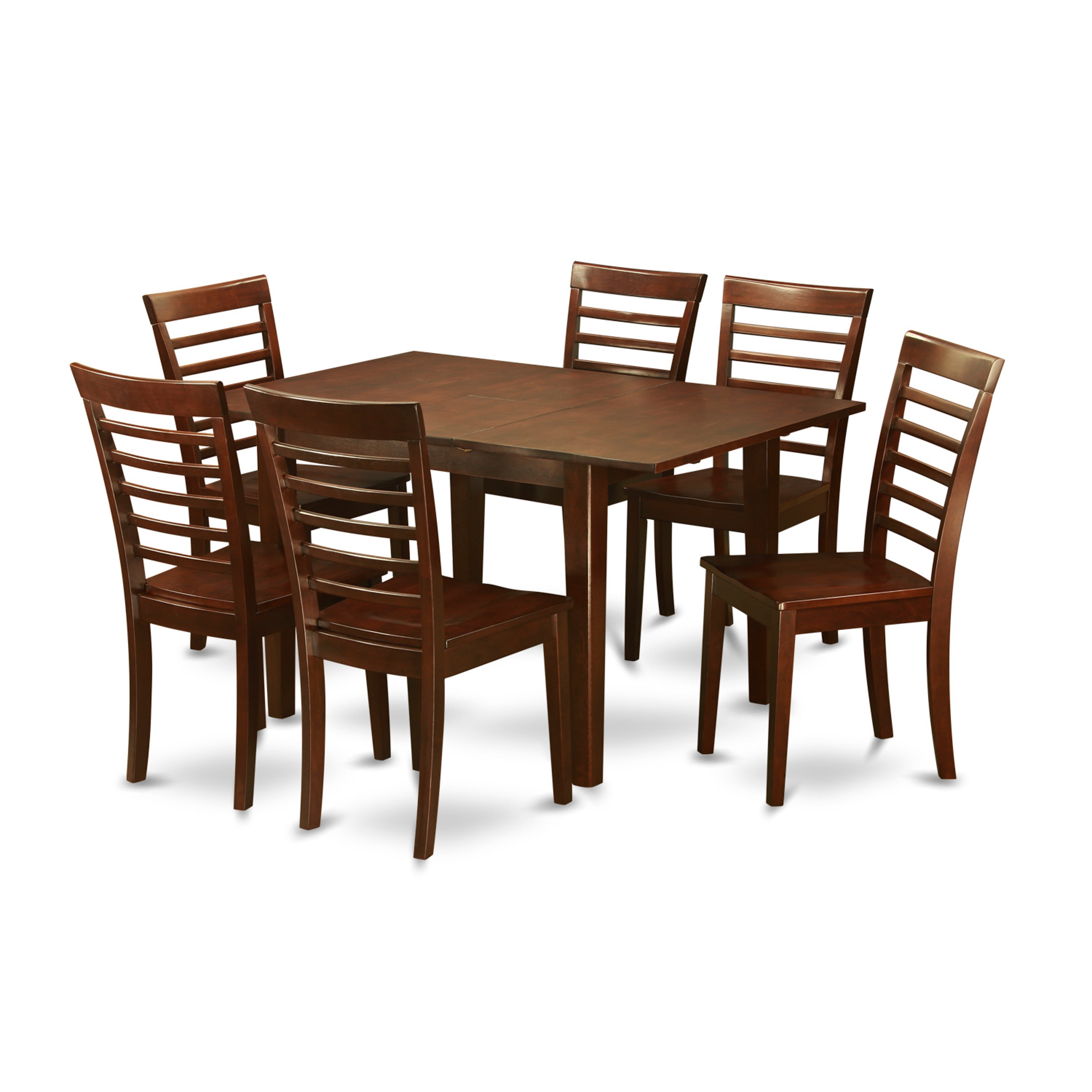 PSML7-MAH-W 7 Pc small Kitchen Table set - Kitchen Table with 6 Kitchen Chairs