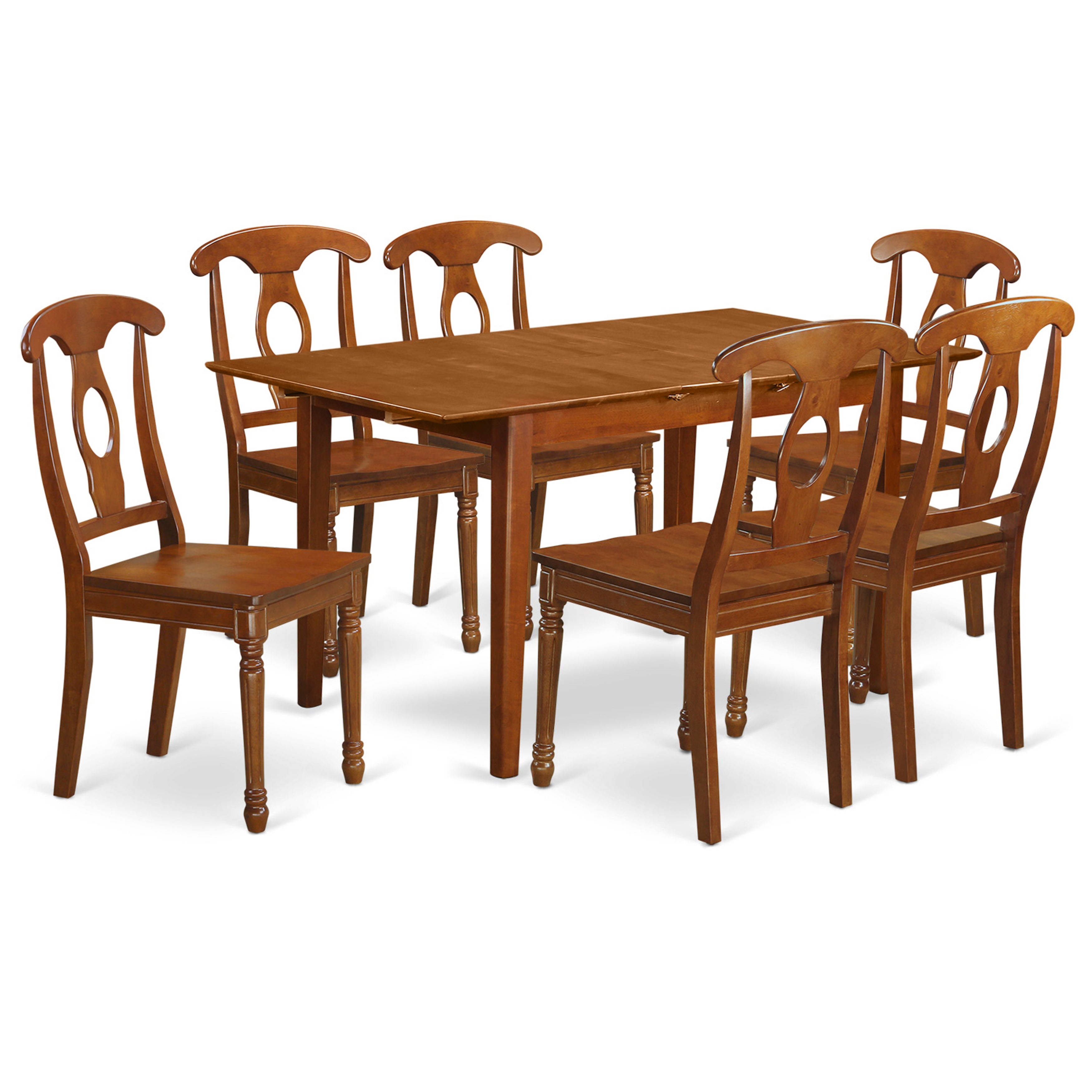PSNA7-SBR-W 7 PC Kitchen Table set Table with Leaf and 6 Dining Chairs