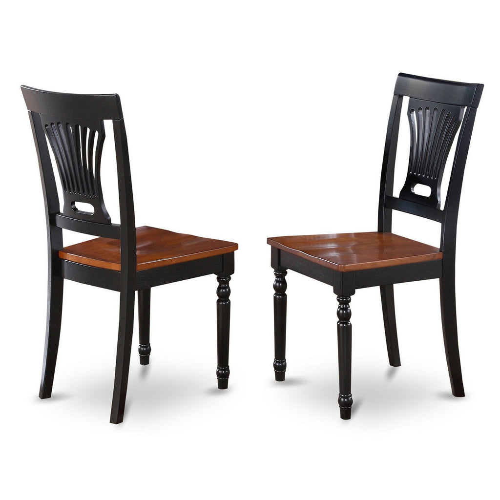 East West Furniture PVC-BLK-W Plainville Dining Chairs - Stylish Back Wooden Seat Chairs