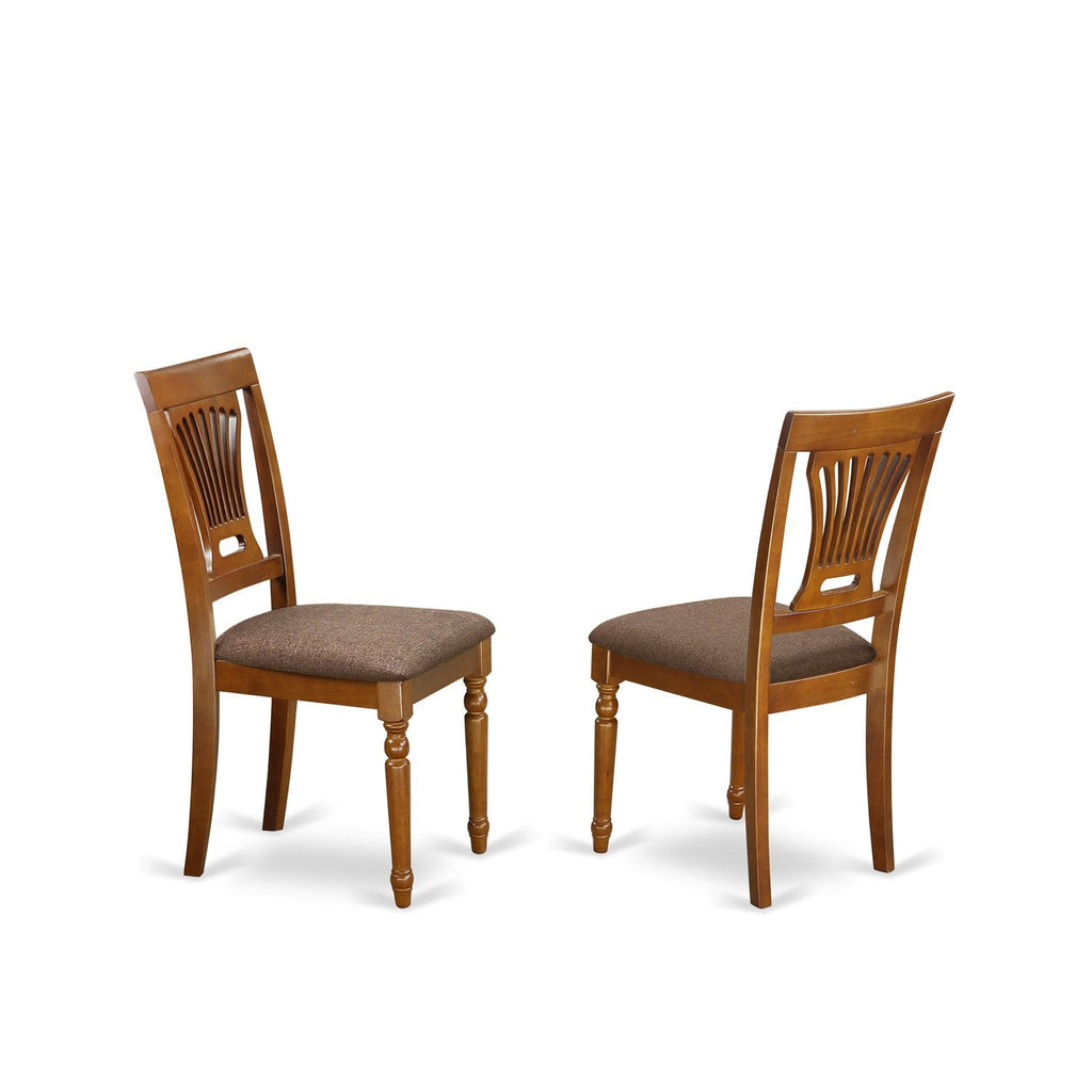 Juego de comedor de 5 piezas East West Furniture PLAI5-SBR-C para 4 personas. Incluye una mesa de comedor ovalada con hojas de mariposa y 4 sillas de comedor de tela de lino.