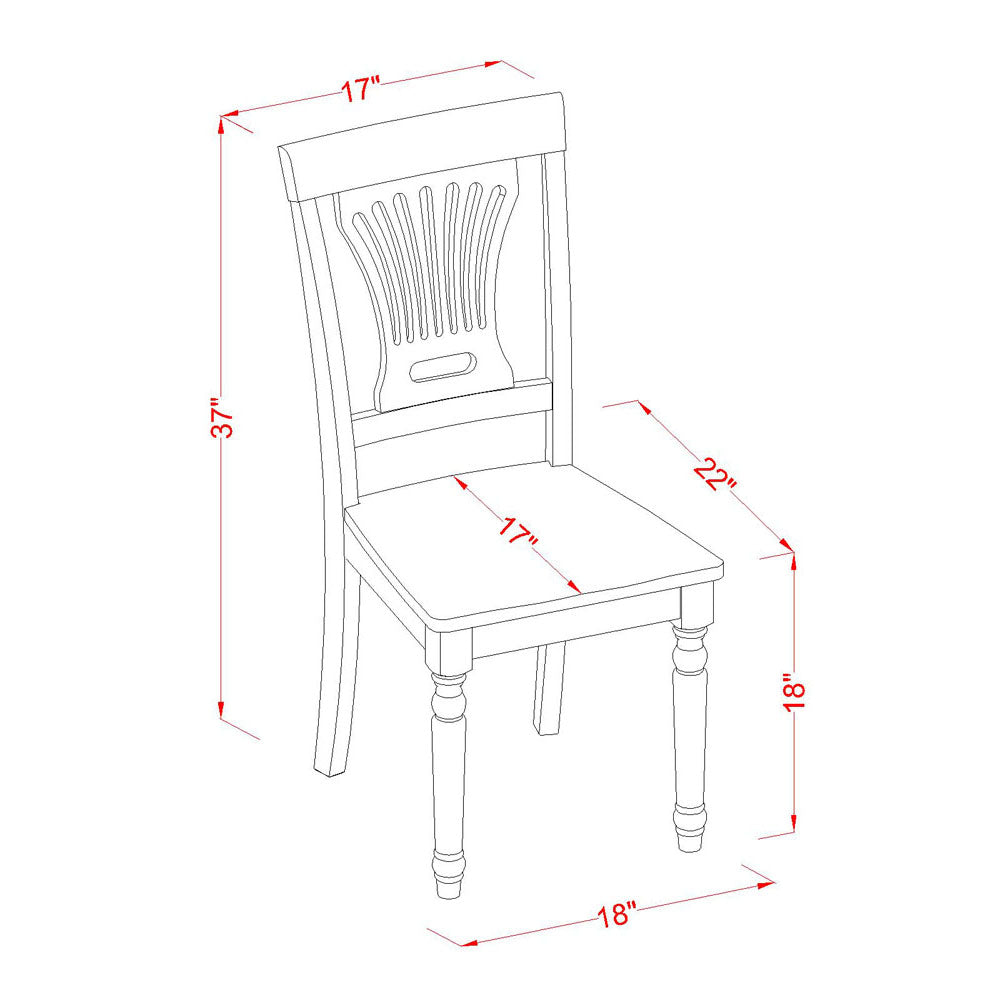 East West Furniture PVC-SBR-W Plainville Dining Chairs - Stylish Back Wood Seat Kitchen Chairs, Set of 2, Saddle Brown