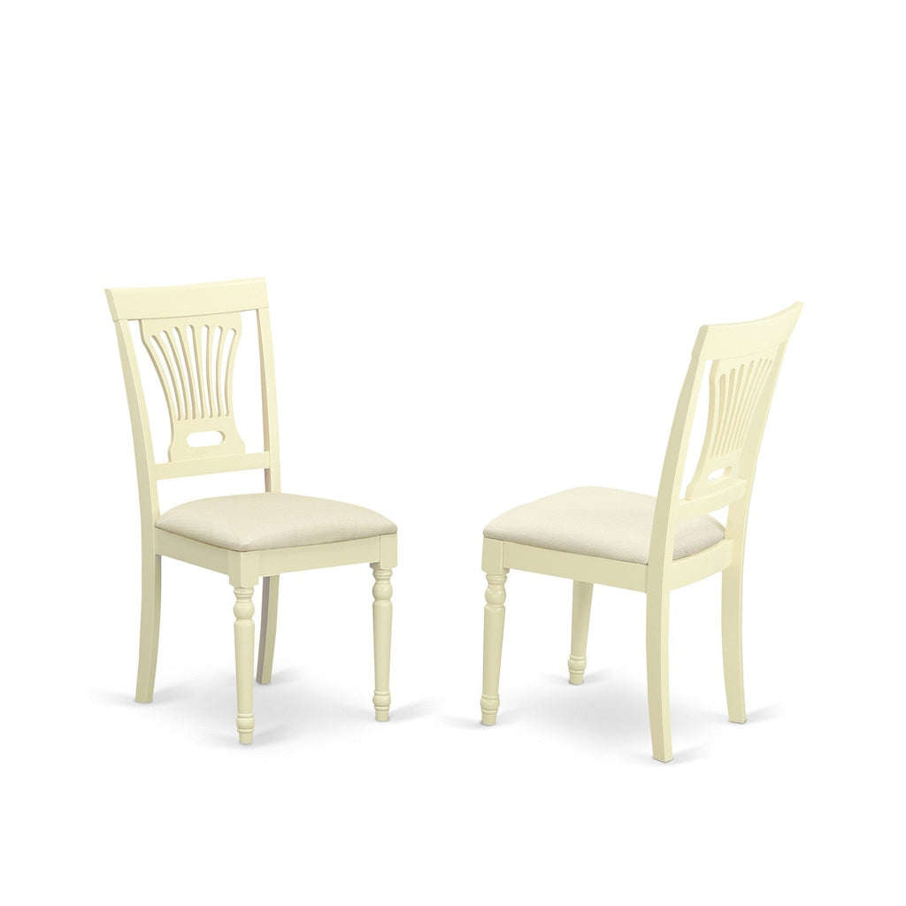 East West Furniture PVC-WHI-C Plainville Kitchen Dining Chairs - Linen Fabric Upholstered Solid Wood Chairs, Set of 2, Buttermilk & Cherry