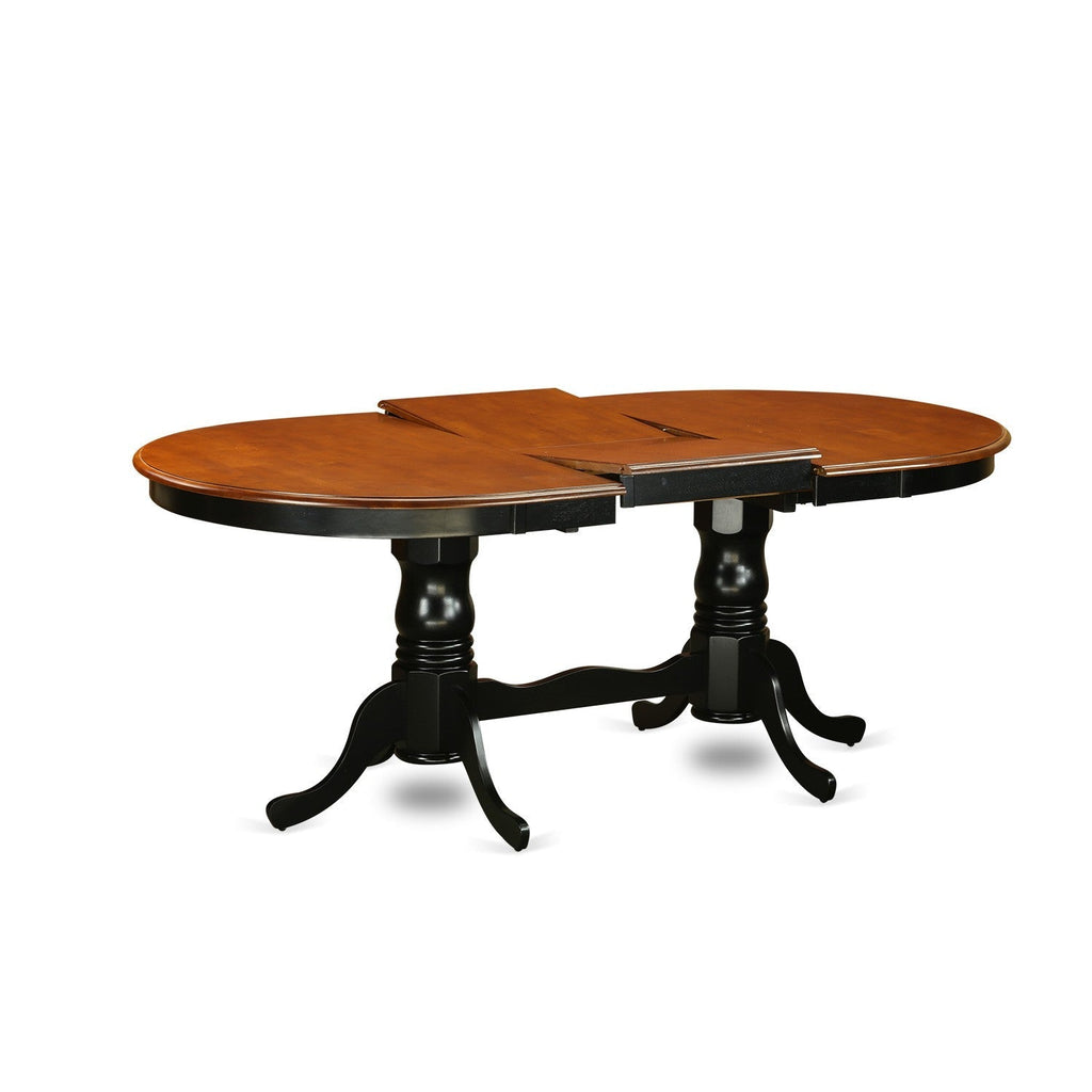 East West Furniture PLQU7-BCH-W 7 Piece Dining Set Consist of an Oval Dining Room Table with Butterfly Leaf and 6 Kitchen Chairs, 42x78 Inch, Black & Cherry