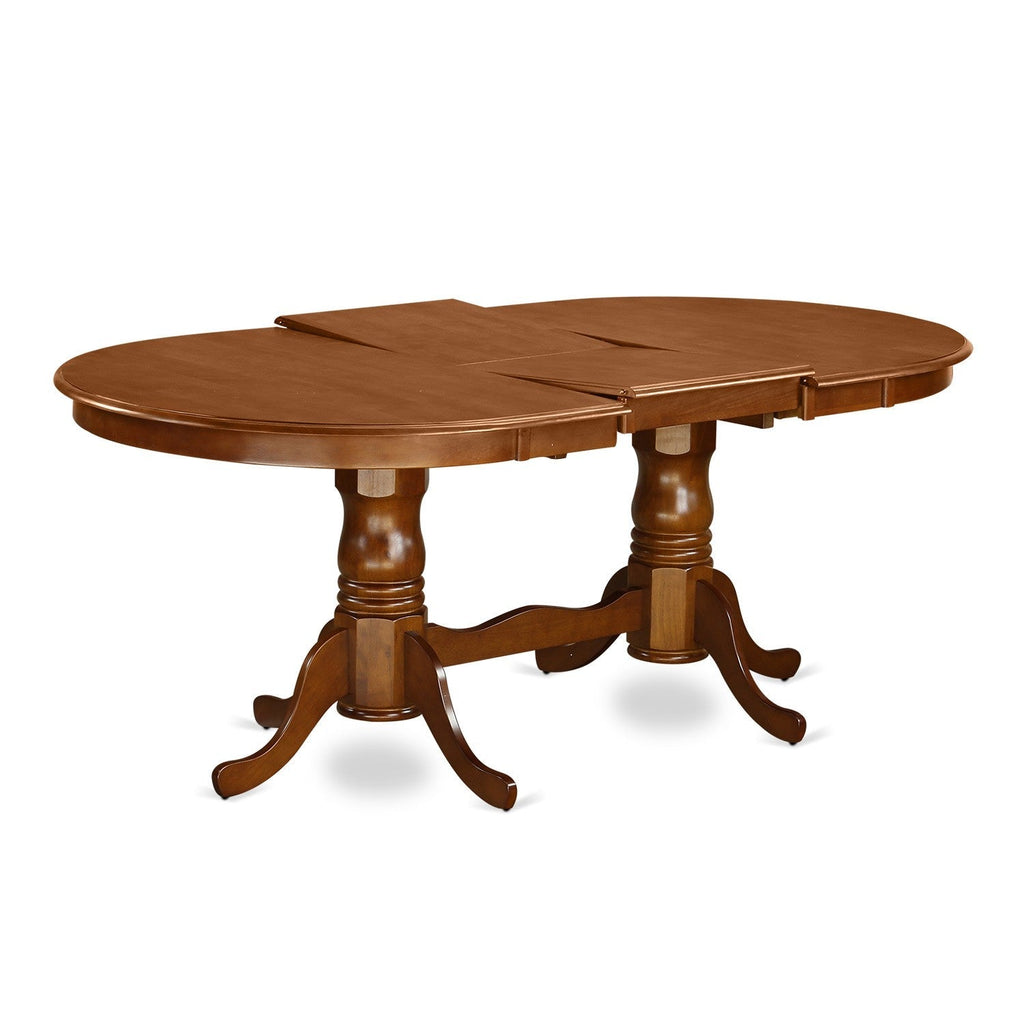 Juego de comedor de 5 piezas East West Furniture PLAI5-SBR-C para 4 personas. Incluye una mesa de comedor ovalada con hojas de mariposa y 4 sillas de comedor de tela de lino.