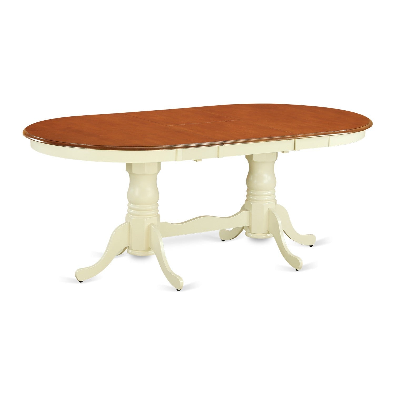 PVT-WHI-TP Table with 18" butterfly Leaf Buttermilk and Cherry.