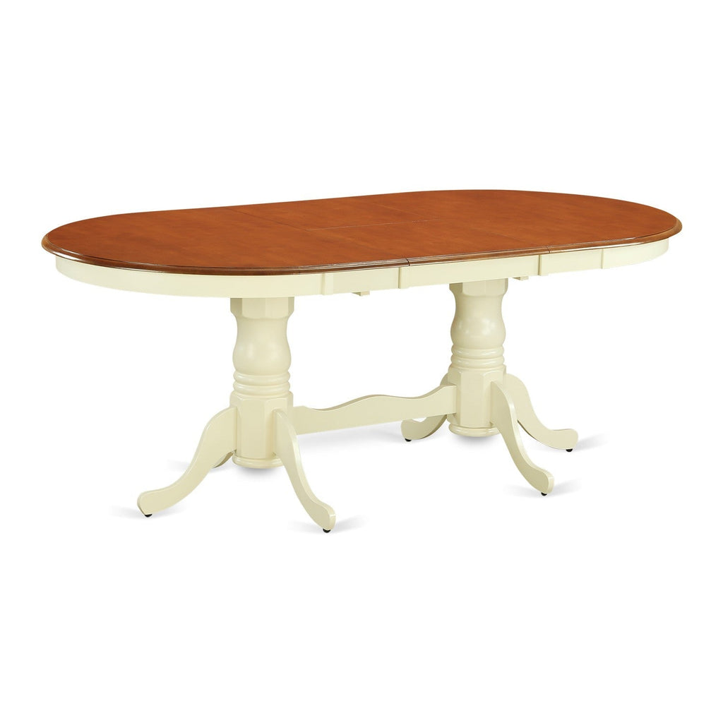 El juego de muebles de comedor de 5 piezas East West Furniture PLAI5-WHI-W incluye una mesa ovalada de madera con hojas de mariposa y 4 sillas de comedor de cocina.