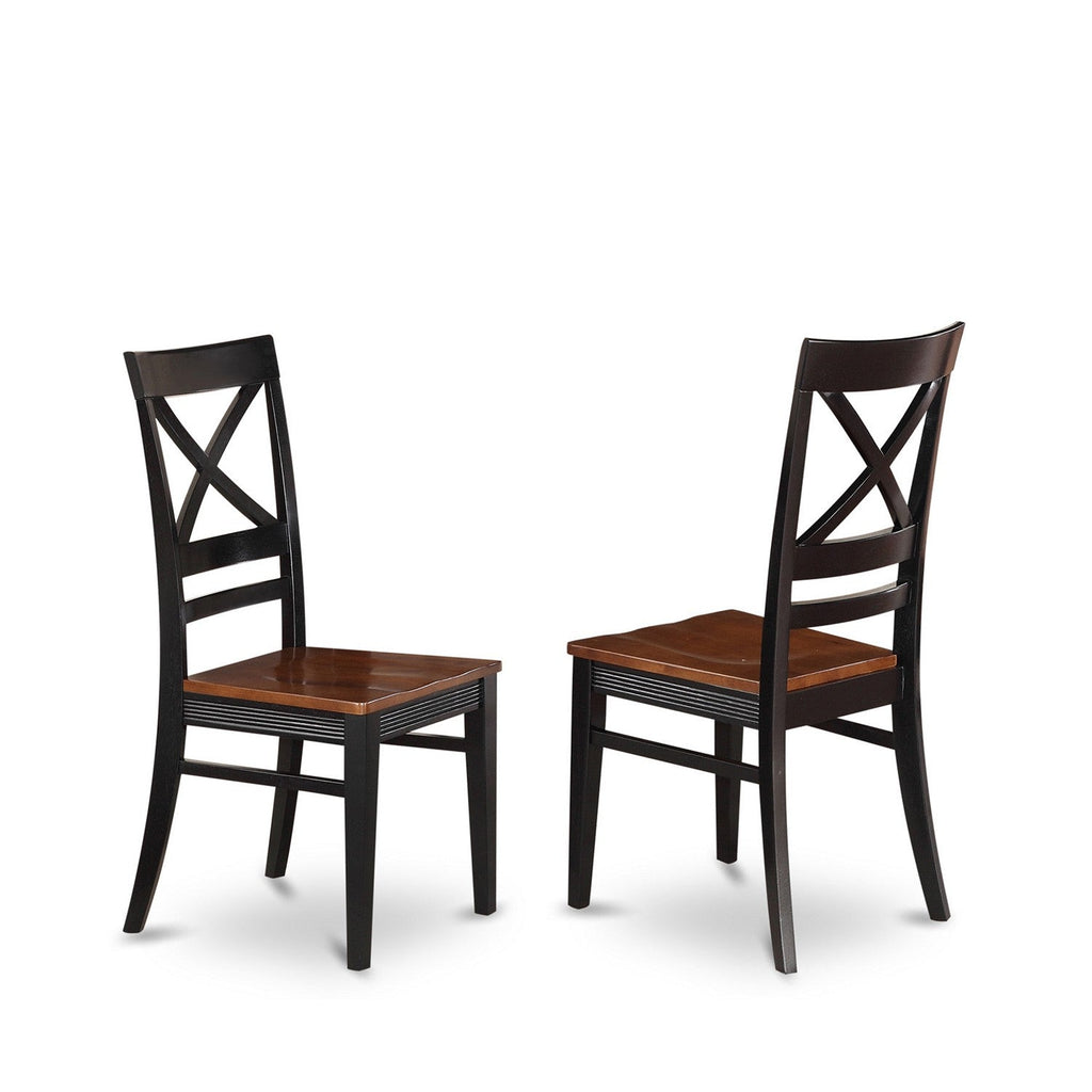 East West Furniture HLQU3-BCH-W 3 Piece Dining Table Set for Small Spaces Contains a Round Dining Room Table with Pedestal and 2 Wooden Seat Chairs, 42x42 Inch, Black & Cherry