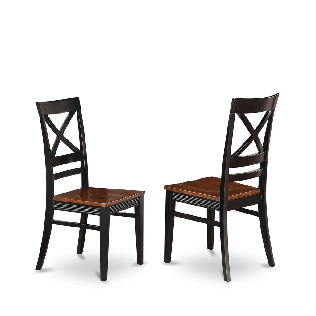 East West Furniture DLQU3-BCH-W 3 Piece Dining Set Contains a Round Dining Table with Dropleaf and 2 Kitchen Chairs