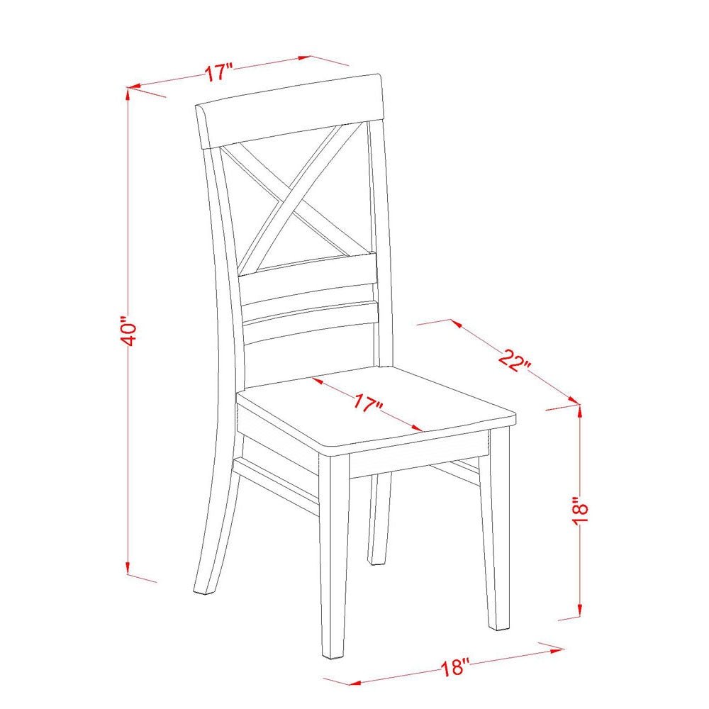 East West Furniture NAQU7-WHI-W 7 Piece Kitchen Table & Chairs Set Consist of a Rectangle Dining Table with Butterfly Leaf and 6 Dining Room Chairs, 40x78 Inch, Buttermilk & Cherry