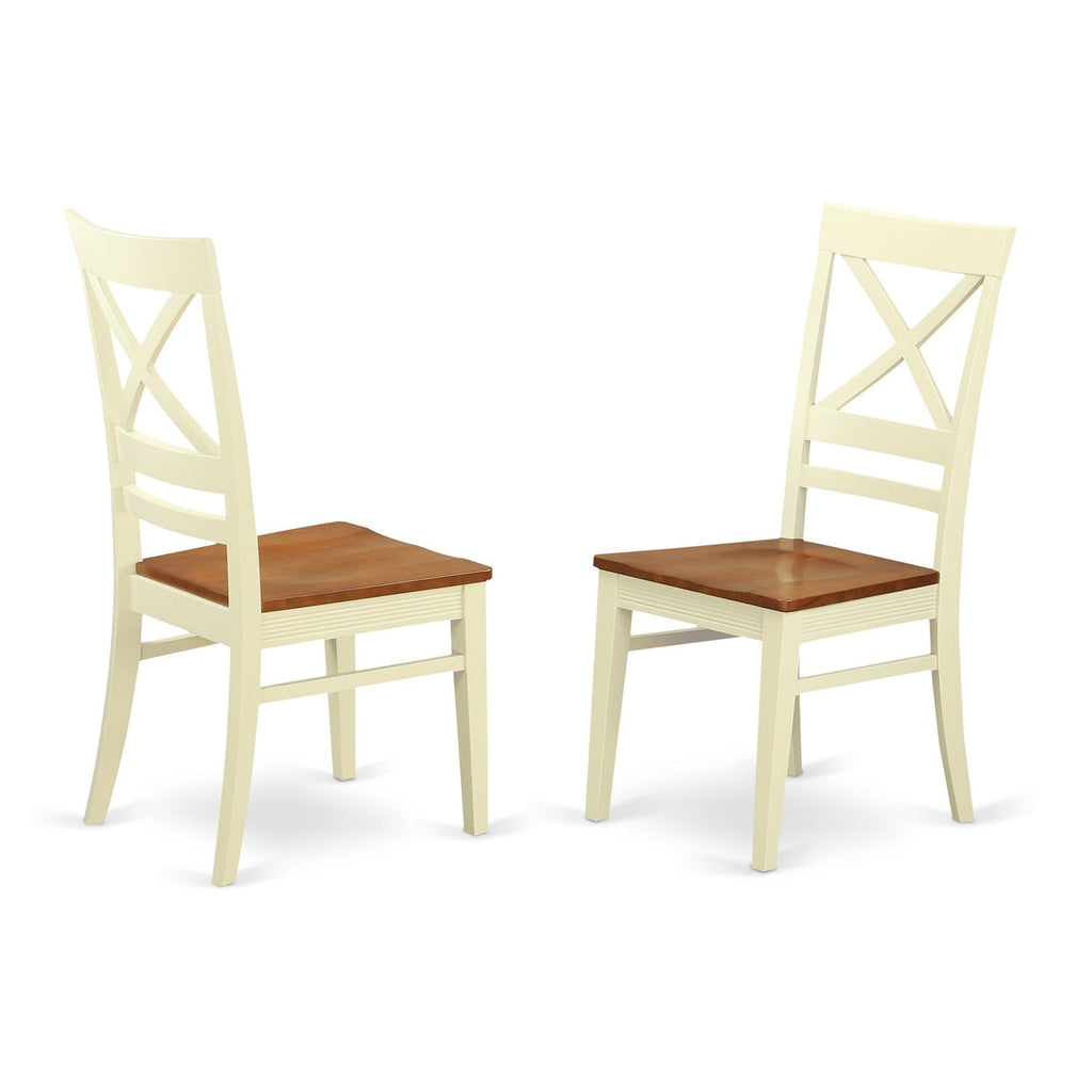 East West Furniture AVQU5-WHI-W 5 Piece Kitchen Table & Chairs Set Includes an Oval Dining Room Table with Butterfly Leaf and 4 Solid Wood Seat Chairs, 42x60 Inch, Buttermilk & Cherry