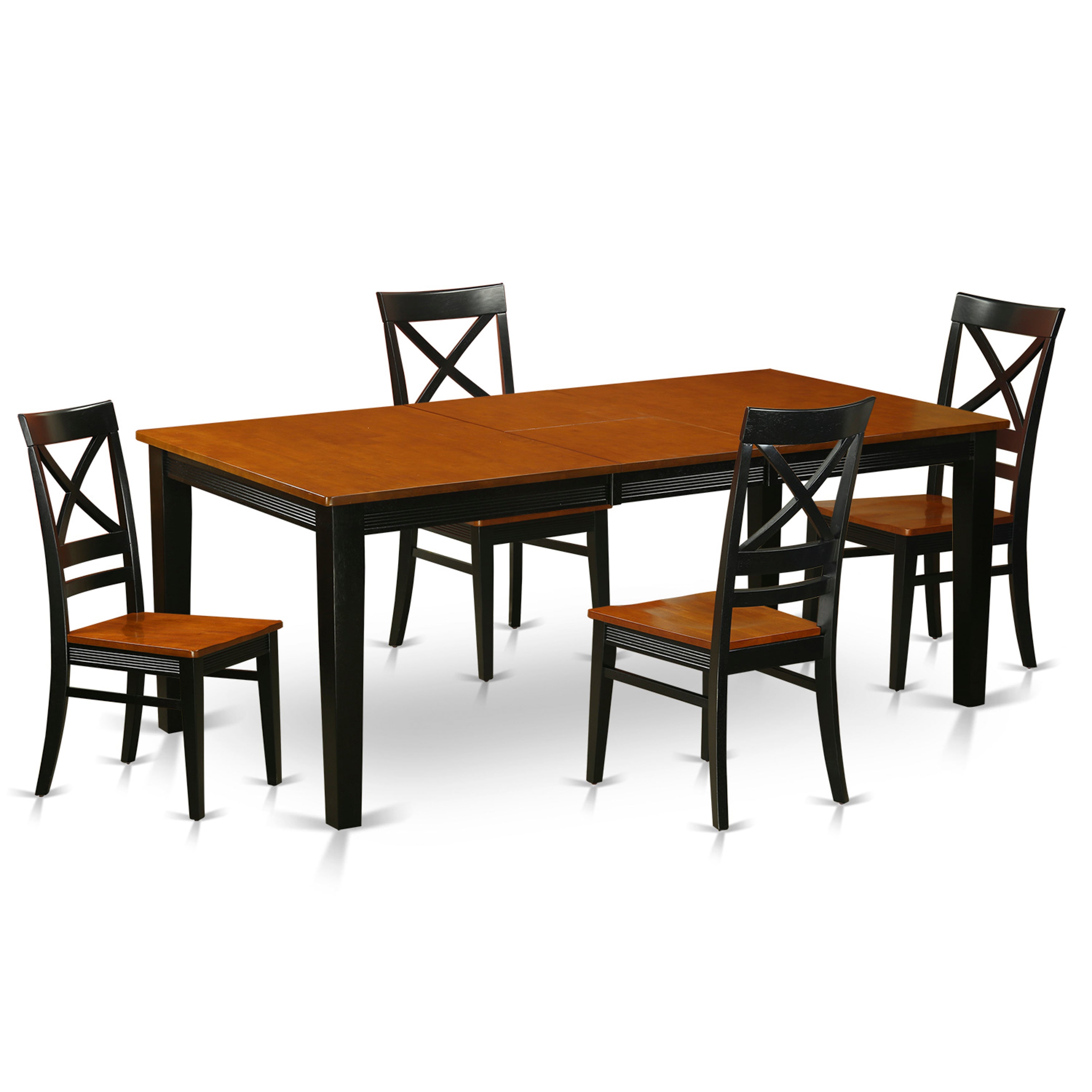 QUin5-BLK-W 5 Pc Dining room set-Dining Table and 4 Dining Chairs