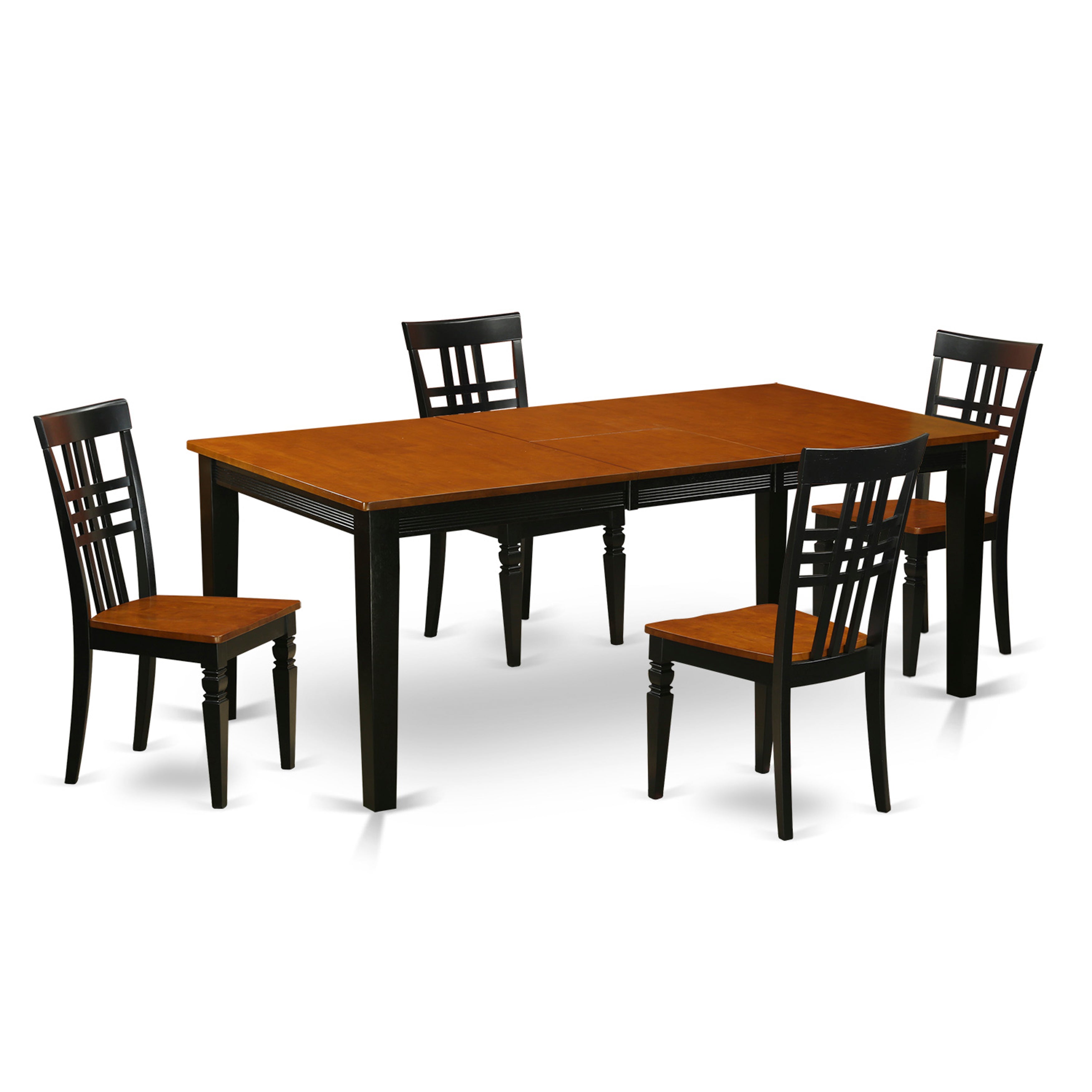 QULG5-BCH-W 5 PC Kitchen Table set with a Dining Table and 4 Dining Chairs in Black and Cherry
