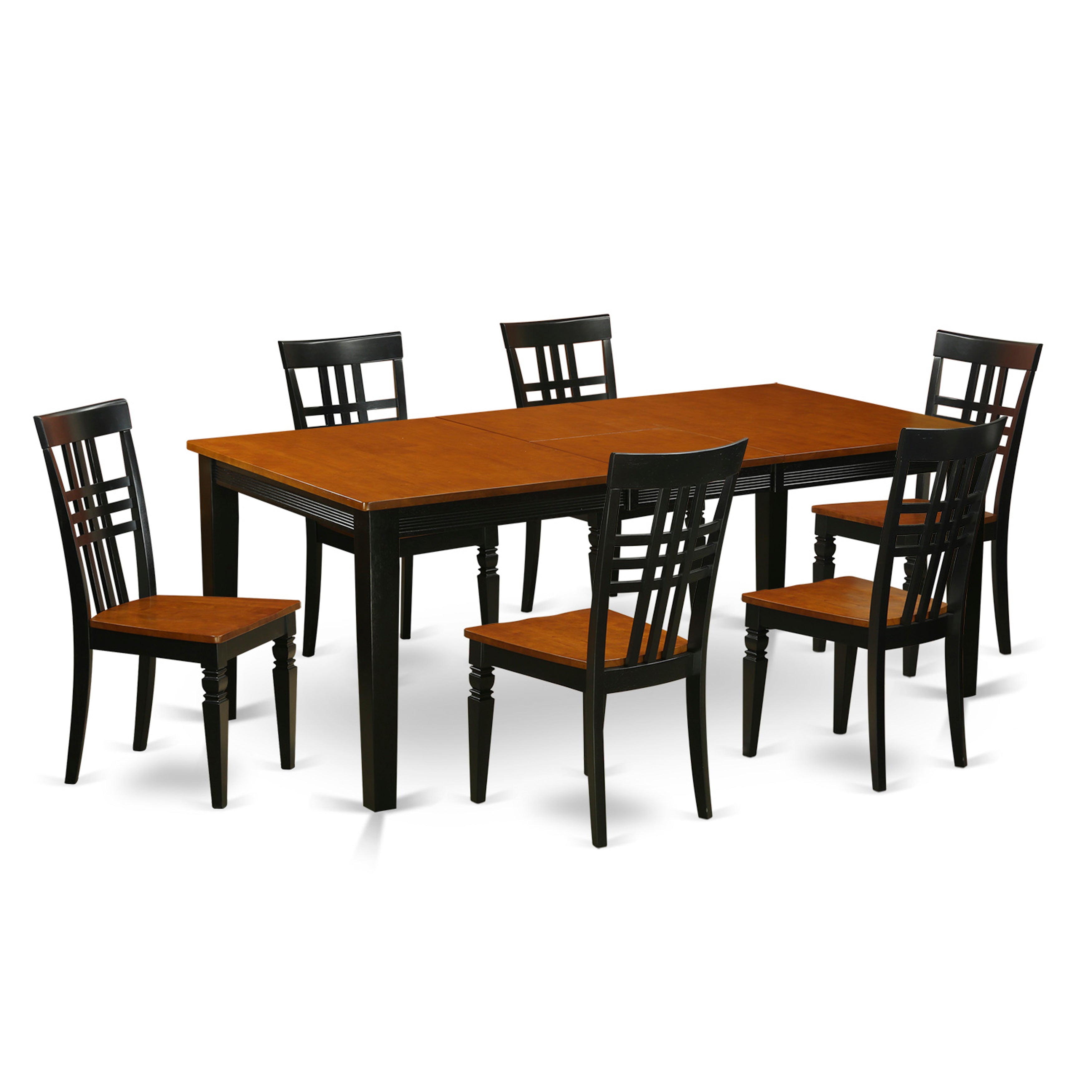 QULG7-BCH-W 7 PcKitchen Table set with a Dining Table and 6 Dining Chairs in Black and Cherry
