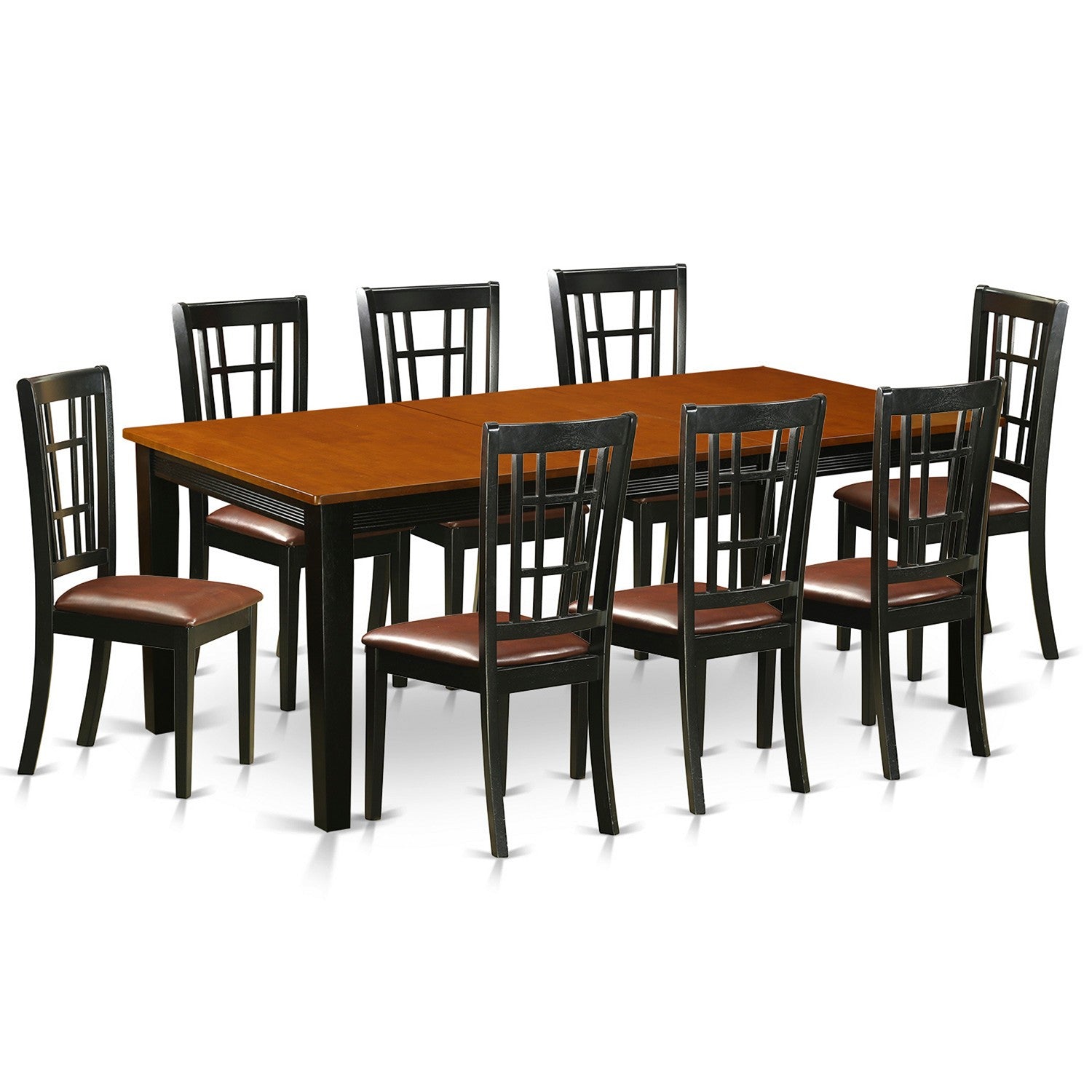 QUNI9-BCH-LC 9 PC Dining set-Dining Table with 8 Wood Dining Chairs