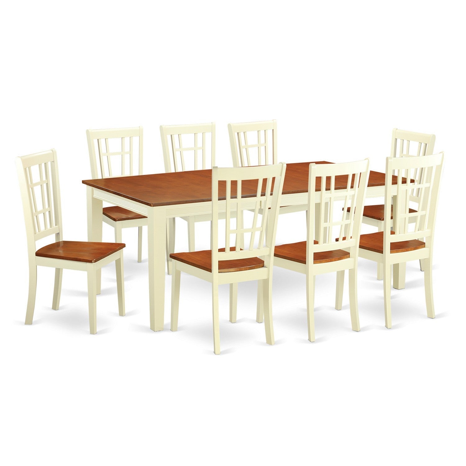 QUNI9-WHI-W 9 Pc Dining room set for 8- Table and 8 dinette Chairs