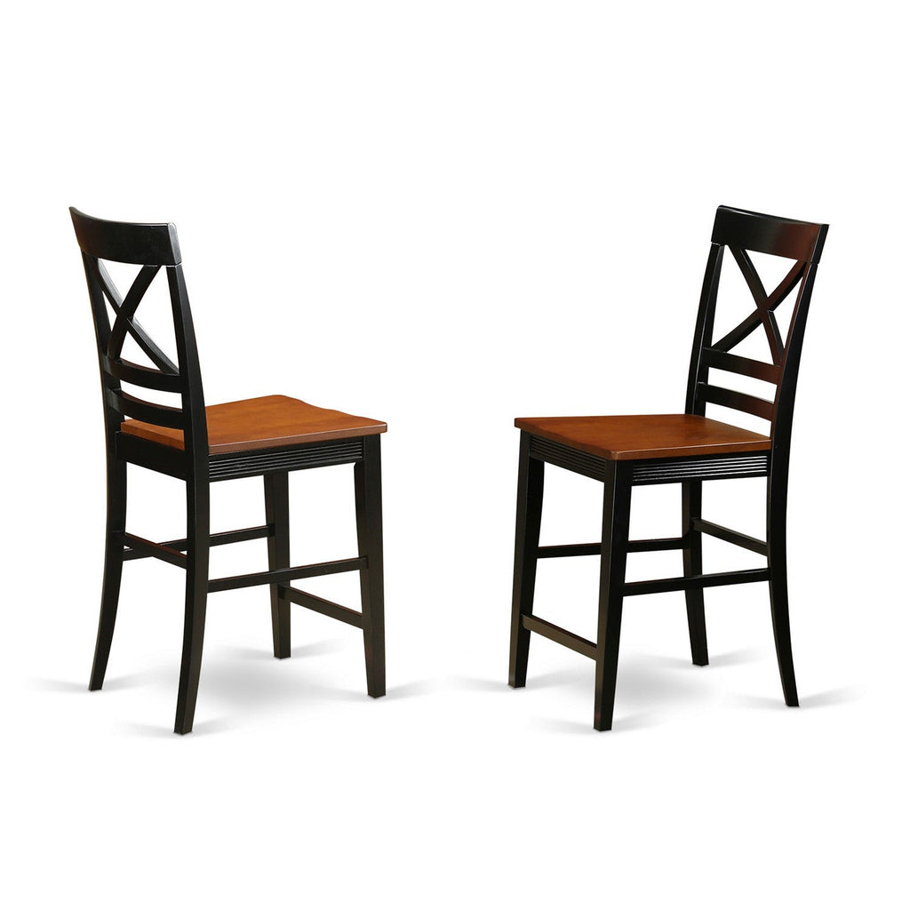 East West Furniture QUS-BLK-W Quincy Counter-Height Bar Stool - Pub Height Wooden Chairs