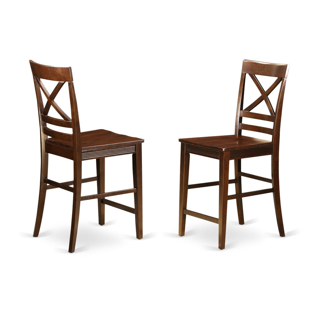 East West Furniture JAQU3-MAH-W 3 Piece Counter Height Pub Set for Small Spaces Contains a Round Dining Room Table with Pedestal and 2 Kitchen Chairs, 36x36 Inch, Mahogany