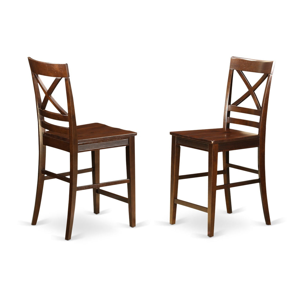 East West Furniture VNQU3-MAH-W 3 Piece Counter Height Pub Set for Small Spaces Contains a Square Dining Room Table and 2 Kitchen Chairs, 36x36 Inch, Mahogany
