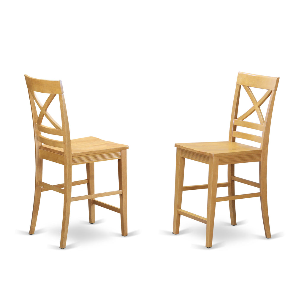 East West Furniture YAQU5-OAK-W 5 Piece Counter Height Dining Table Set Includes a Rectangle Kitchen Table and 4 Dining Room Chairs