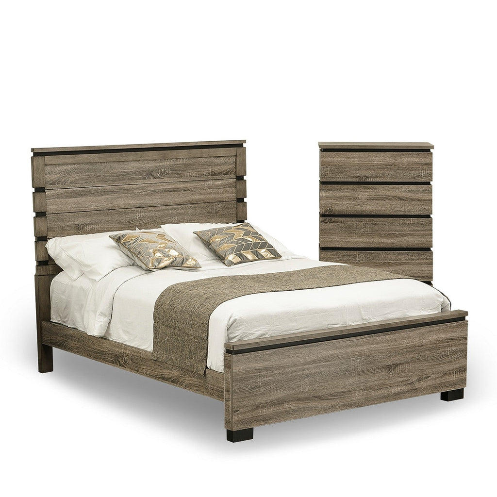East West Furniture Savona 2 Piece Queen Size Bedroom Set in Antique Gray Finish with Queen Bed