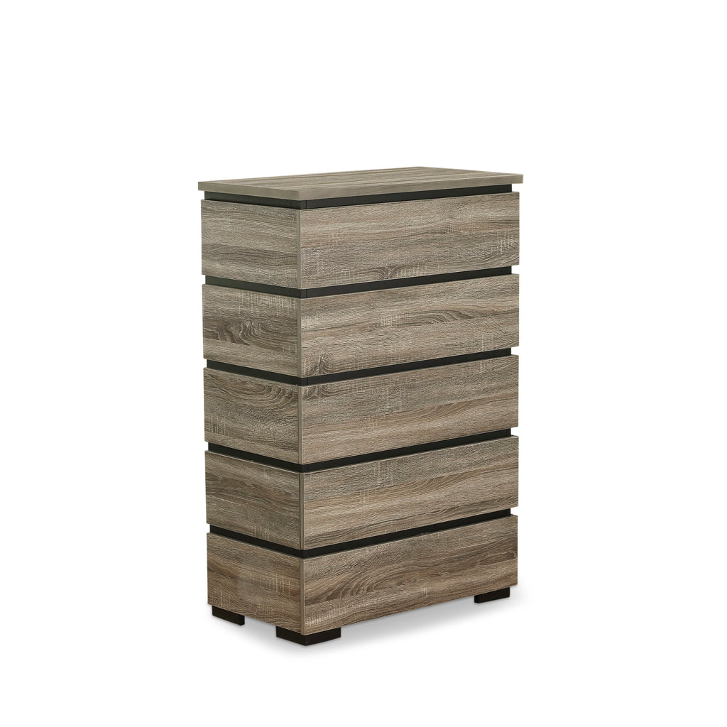 East West Furniture Savona 3 Piece Queen Size Bedroom Set in Antique Gray Finish with Queen Bed