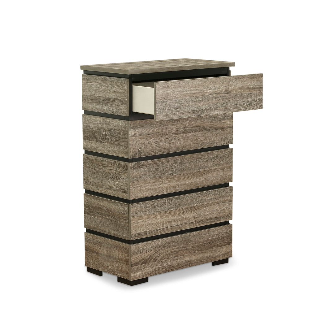East West Furniture Savona 4 Piece Queen Size Bedroom Set in Antique Gray Finish with Queen Bed